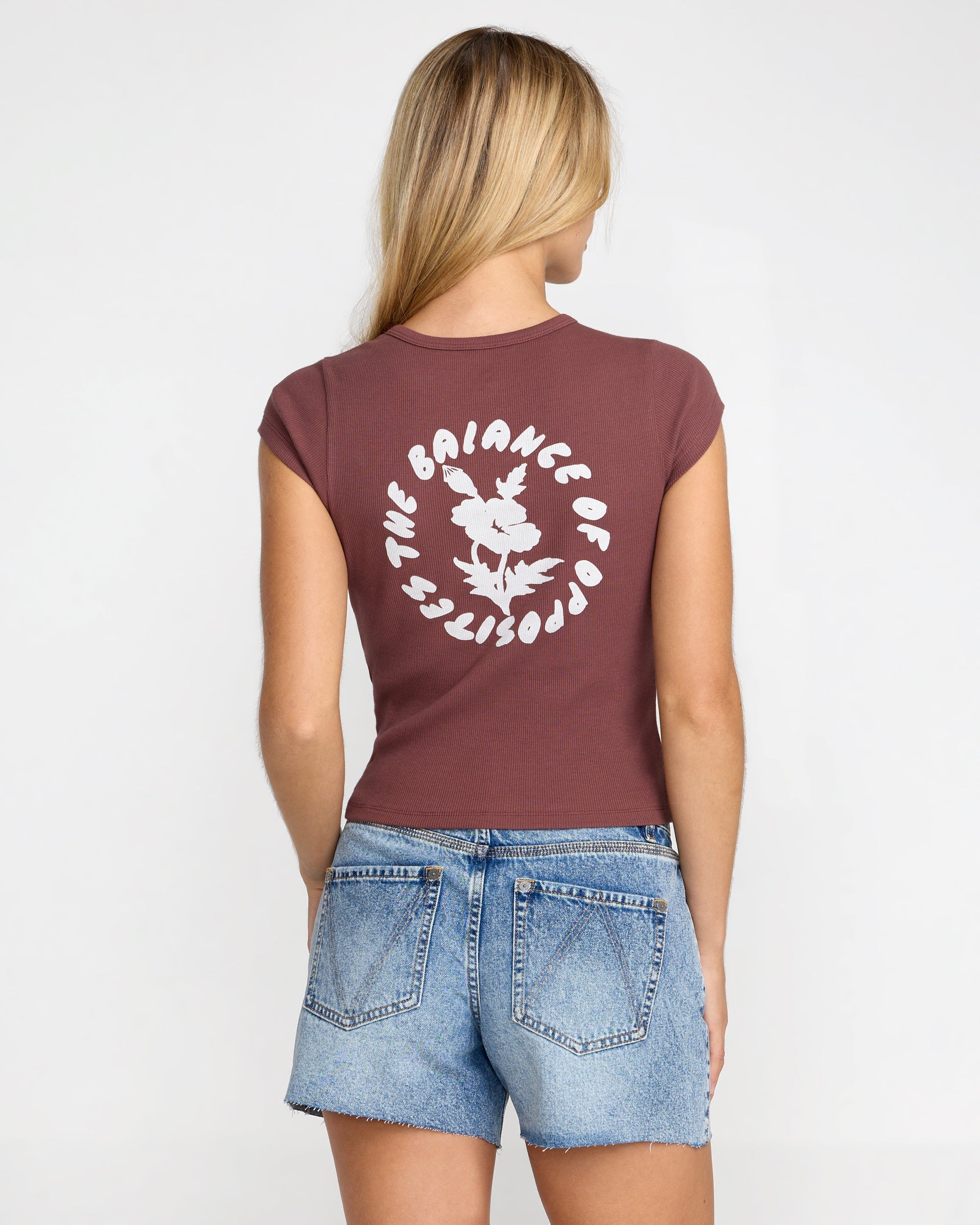 Ribbed Slim Tee - Terra Brown | RVCA for sale
