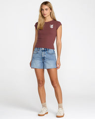 Ribbed Slim Tee - Terra Brown | RVCA for sale