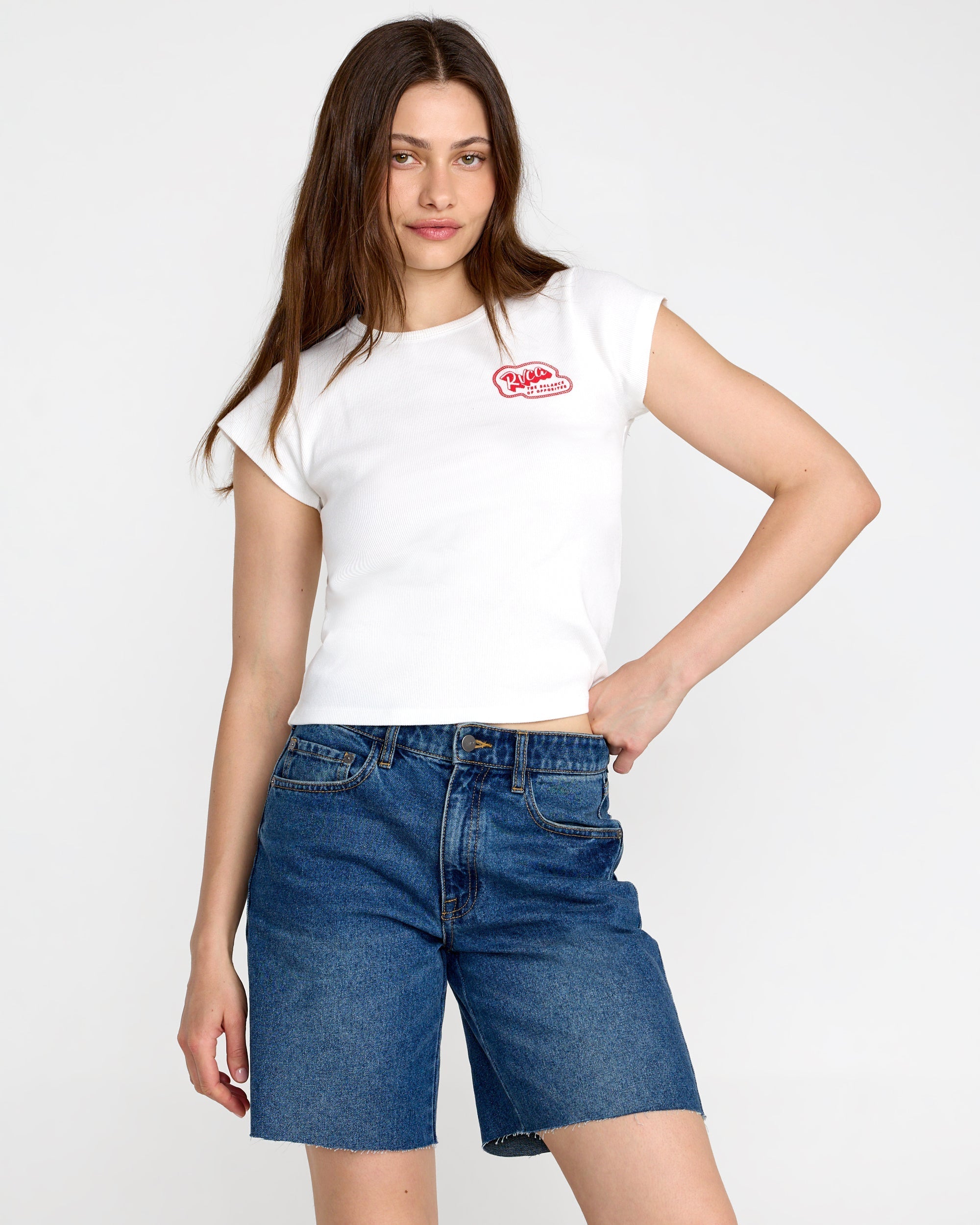 Ribbed Slim Tee - Vintage White | RVCA online