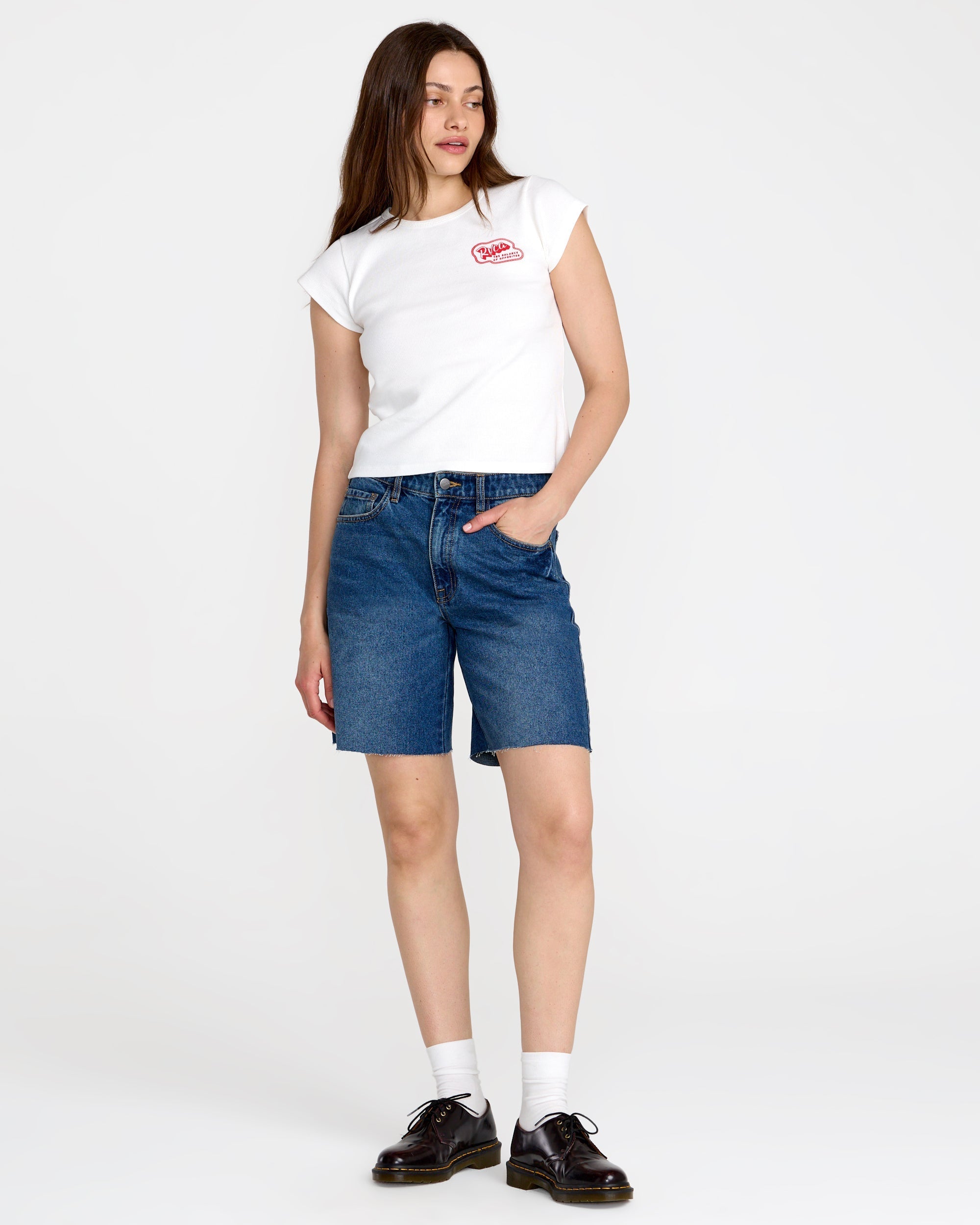 Ribbed Slim Tee - Vintage White | RVCA online