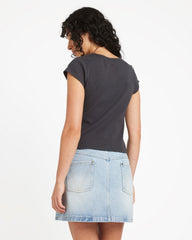 Ribbed Slim Tee - Washed Black | RVCA online