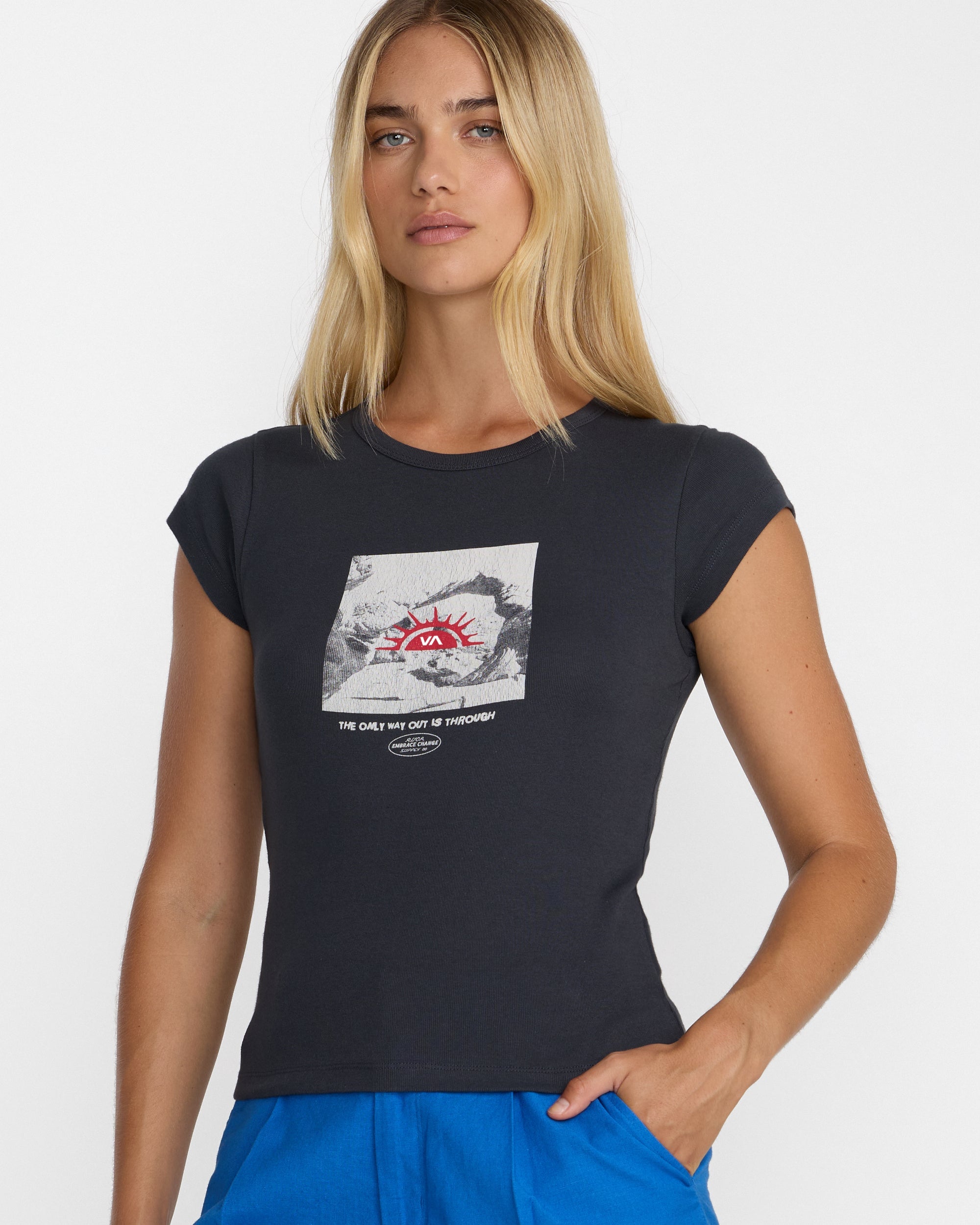 The Only Way Slim Tee - Washed Black | RVCA sale