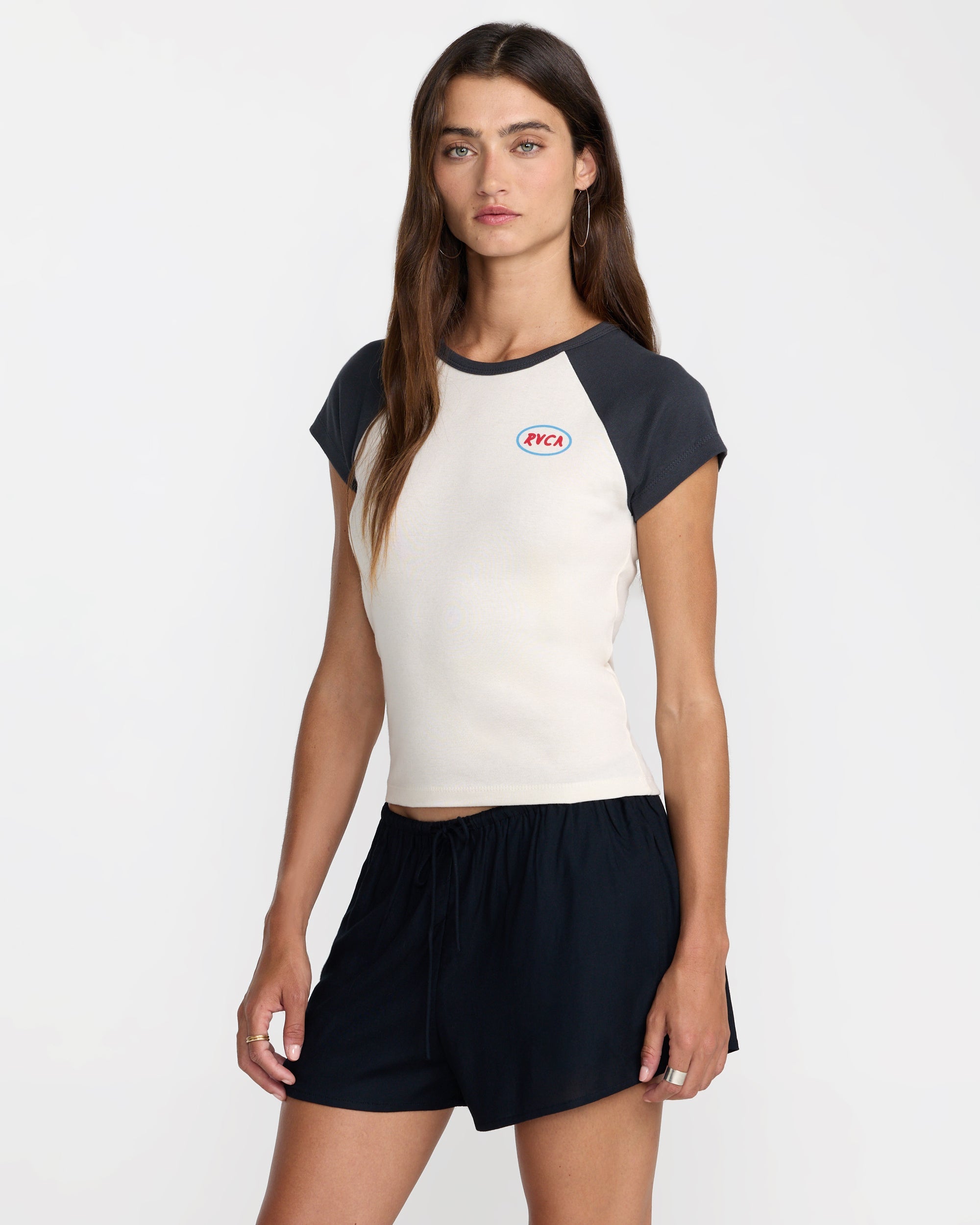 Workshop Short Sleeve Raglan - Washed Black | RVCA for sale