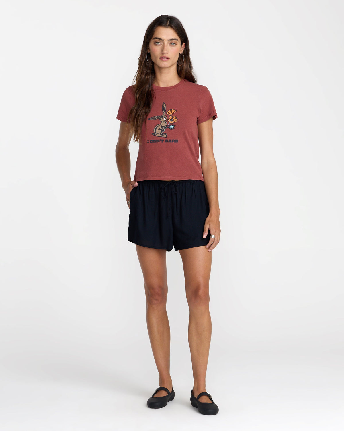 Don't Care 411 Tee - Madder Brown | RVCA outlet