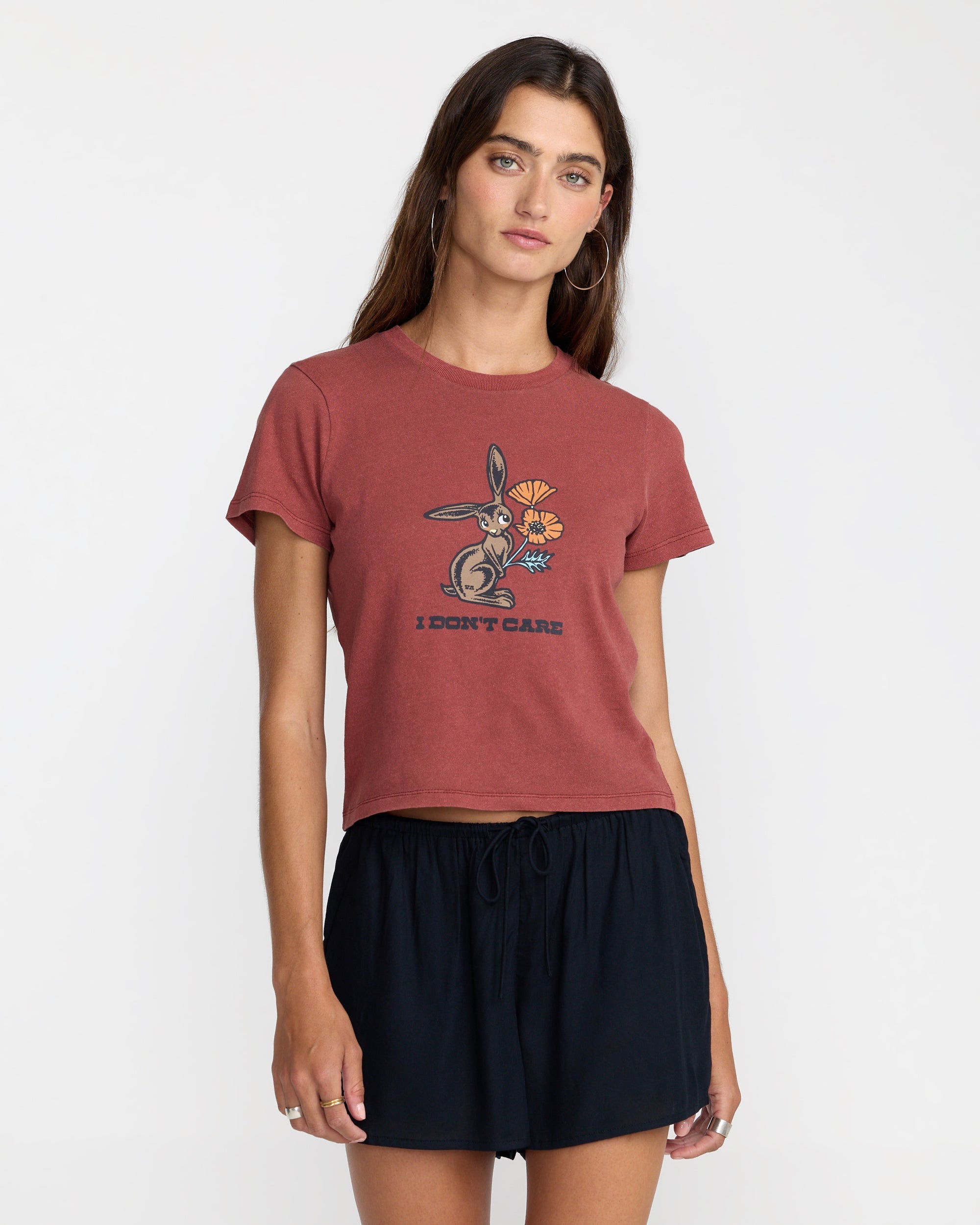 Don't Care 411 Tee - Madder Brown | RVCA outlet