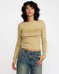 Fortune Long Sleeve Tee - Olive Grey | RVCA on sale