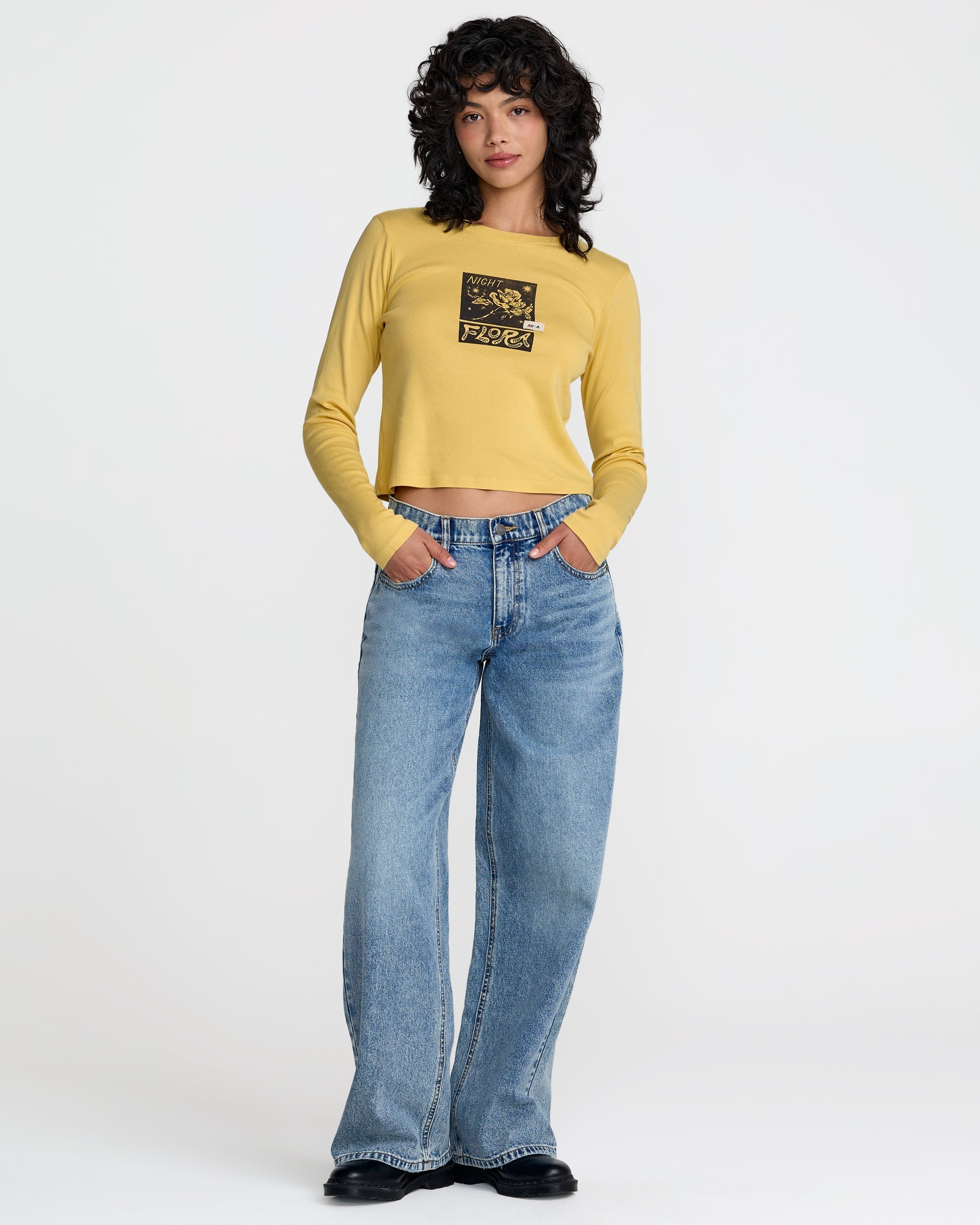 Mel G Long Sleeve Tee - Pale Yellow | RVCA discount