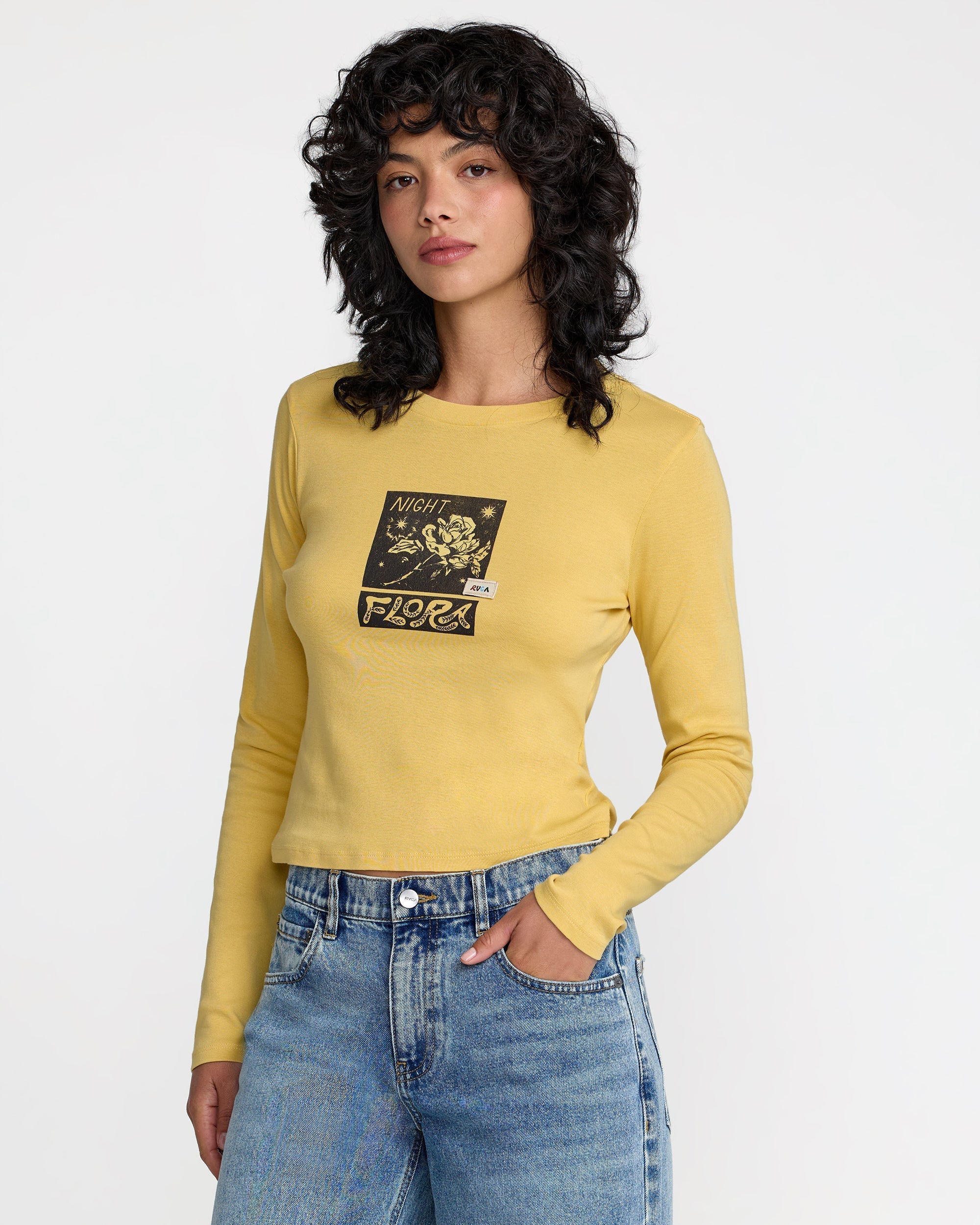 Mel G Long Sleeve Tee - Pale Yellow | RVCA discount