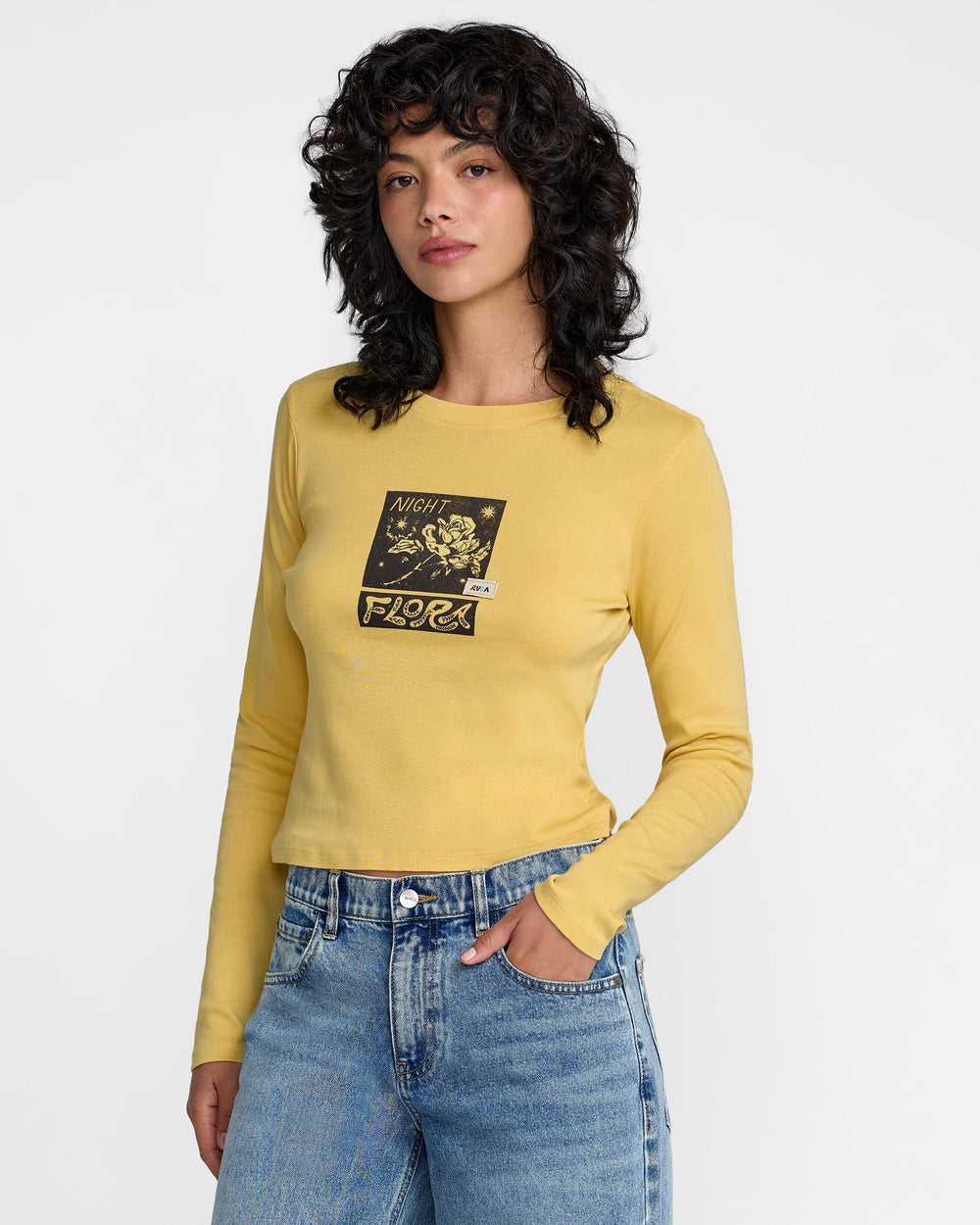 Mel G Long Sleeve Tee - Pale Yellow | RVCA discount