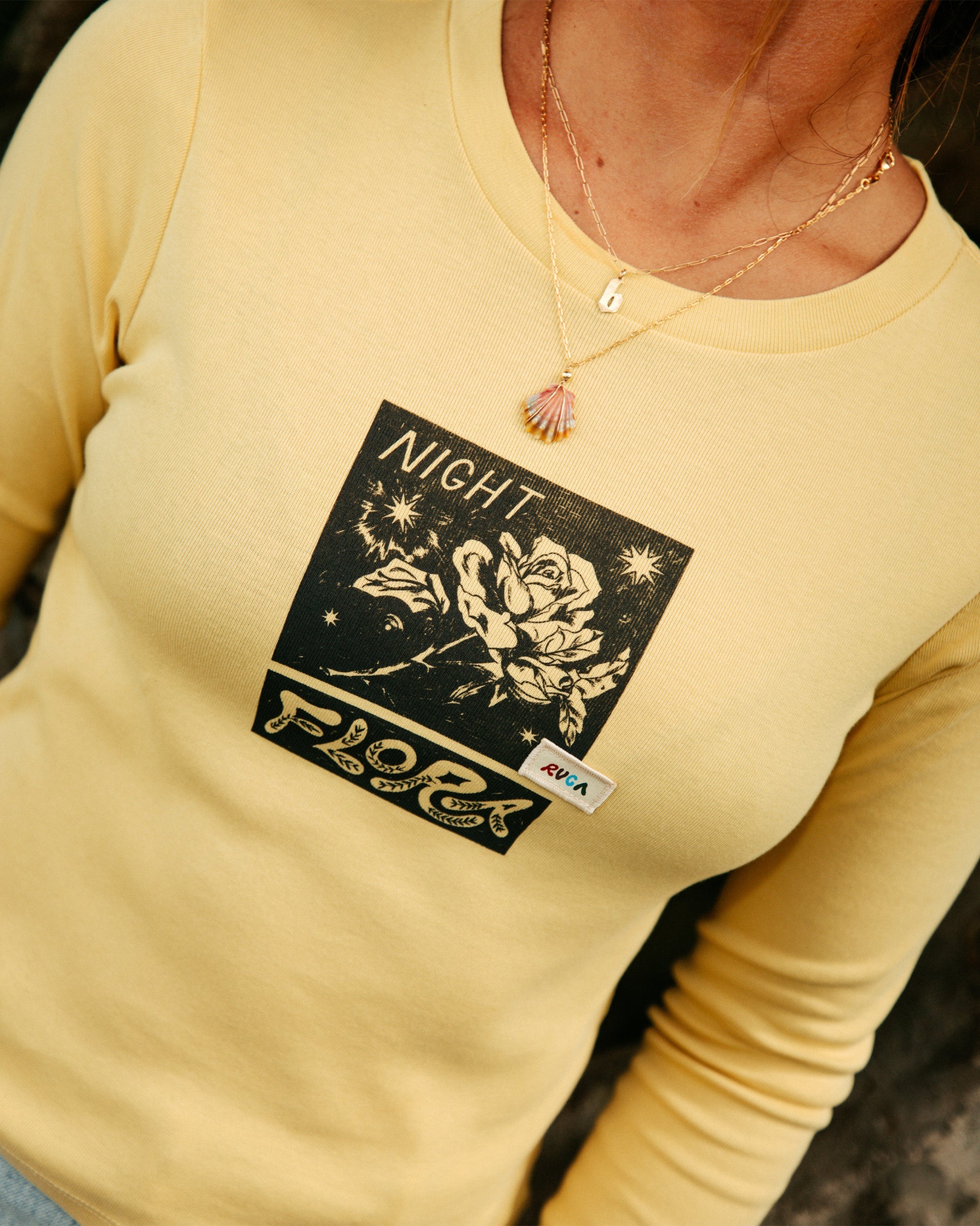 Mel G Long Sleeve Tee - Pale Yellow | RVCA discount