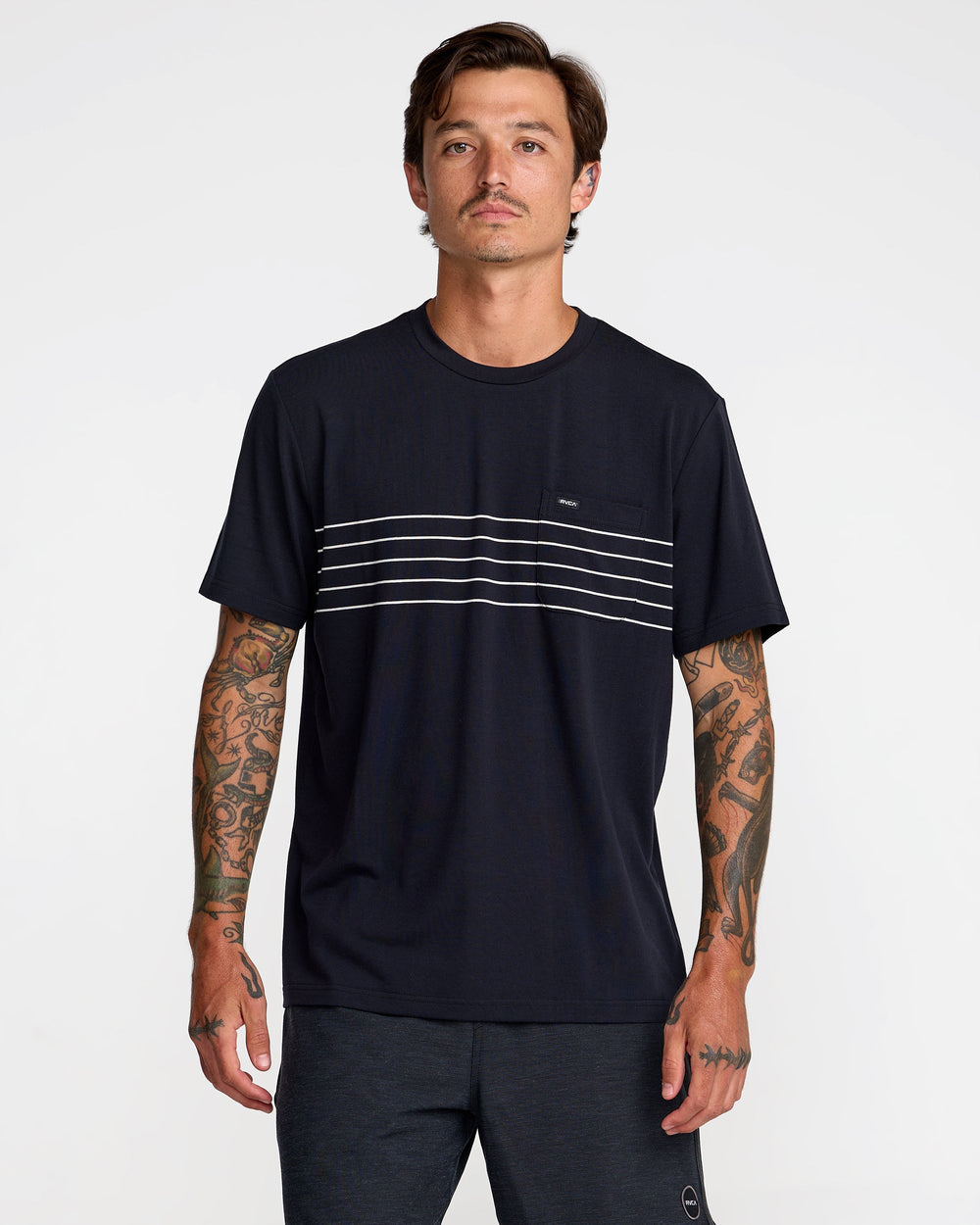 Balance Pocket Stripe Tee - Black | RVCA discount