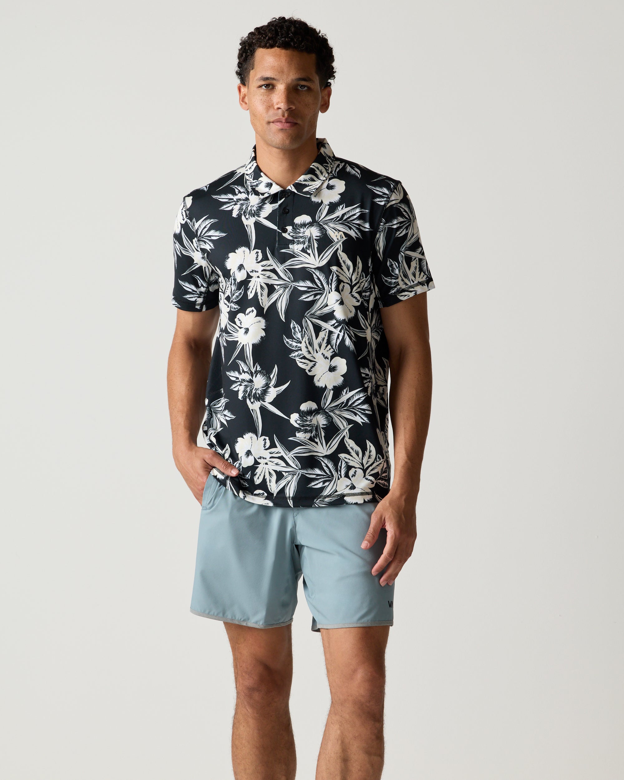 Sport Vent Polo - Black Floral | RVCA for sale