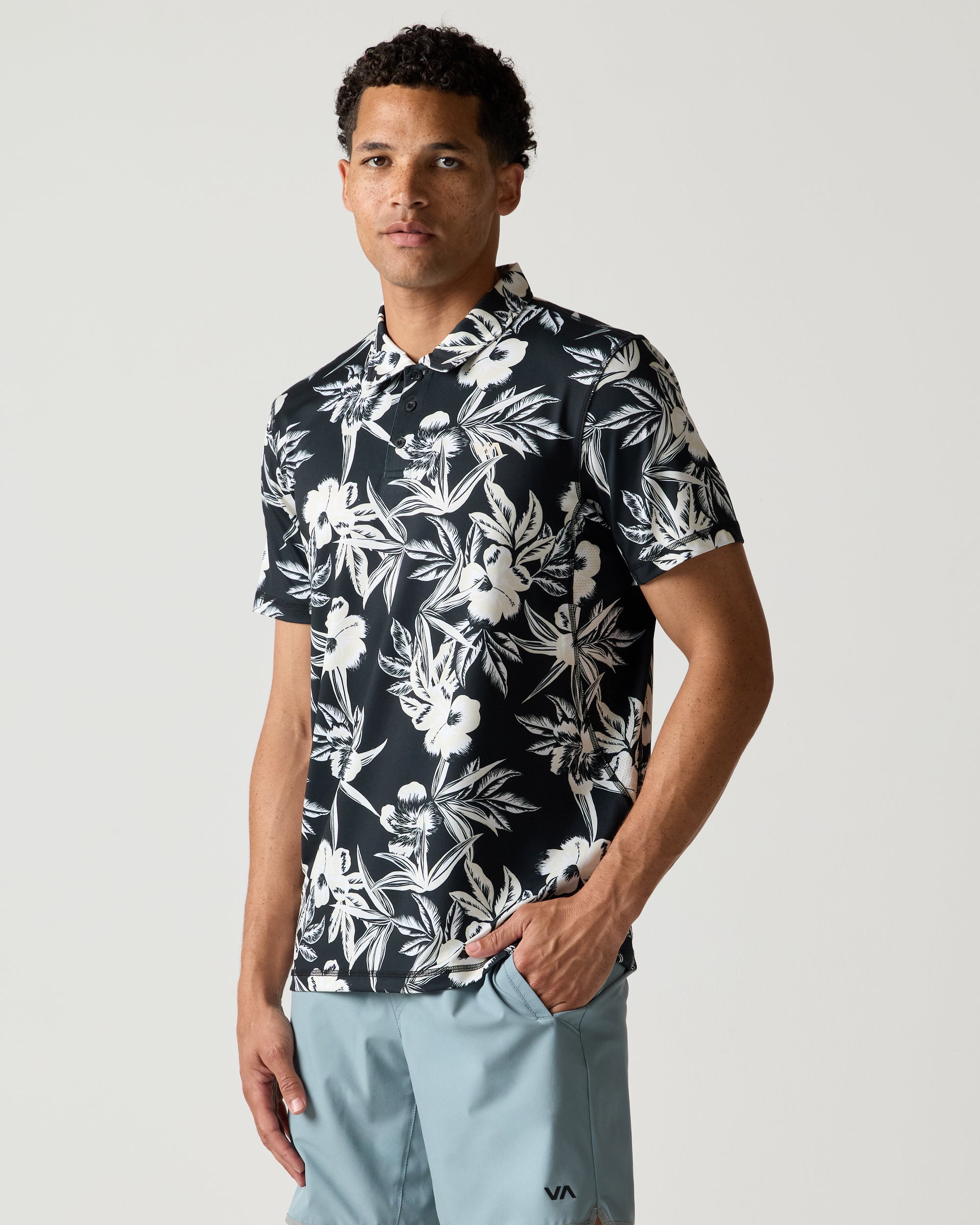 Sport Vent Polo - Black Floral | RVCA for sale