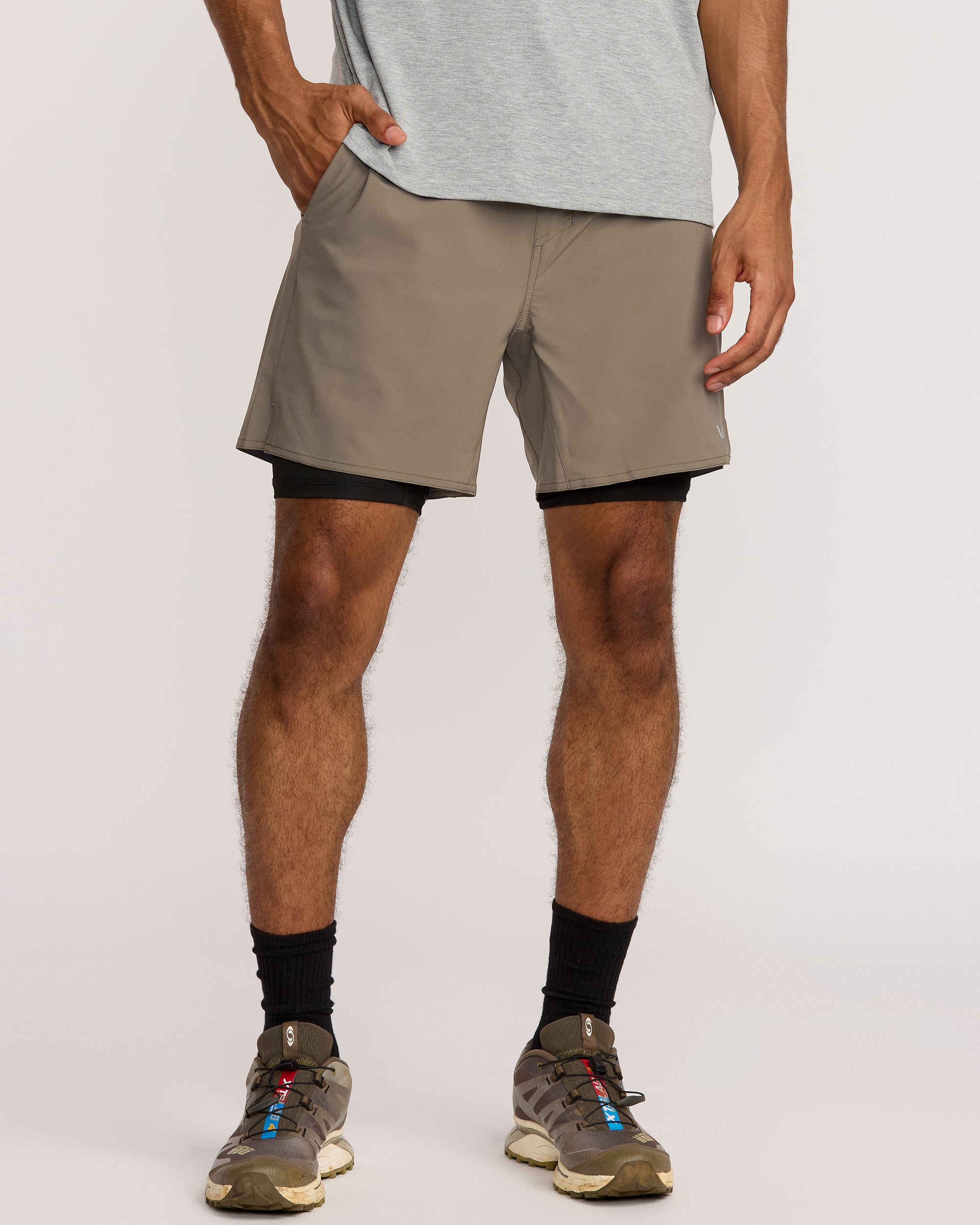 Yogger 2 In 1 Short 17" Short - Mushroom | RVCA outlet