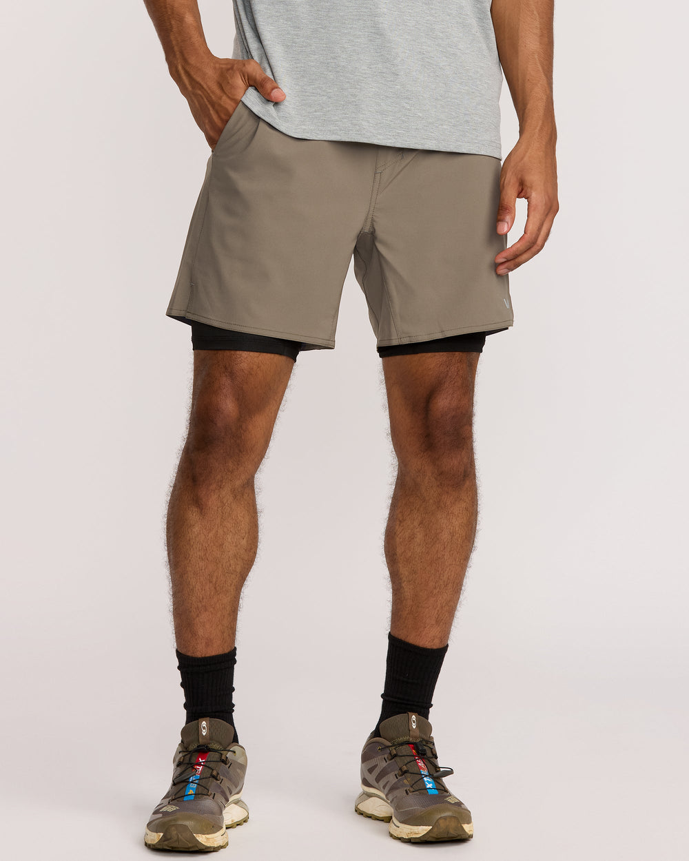 Yogger 2 In 1 Short 17" Short - Mushroom | RVCA outlet