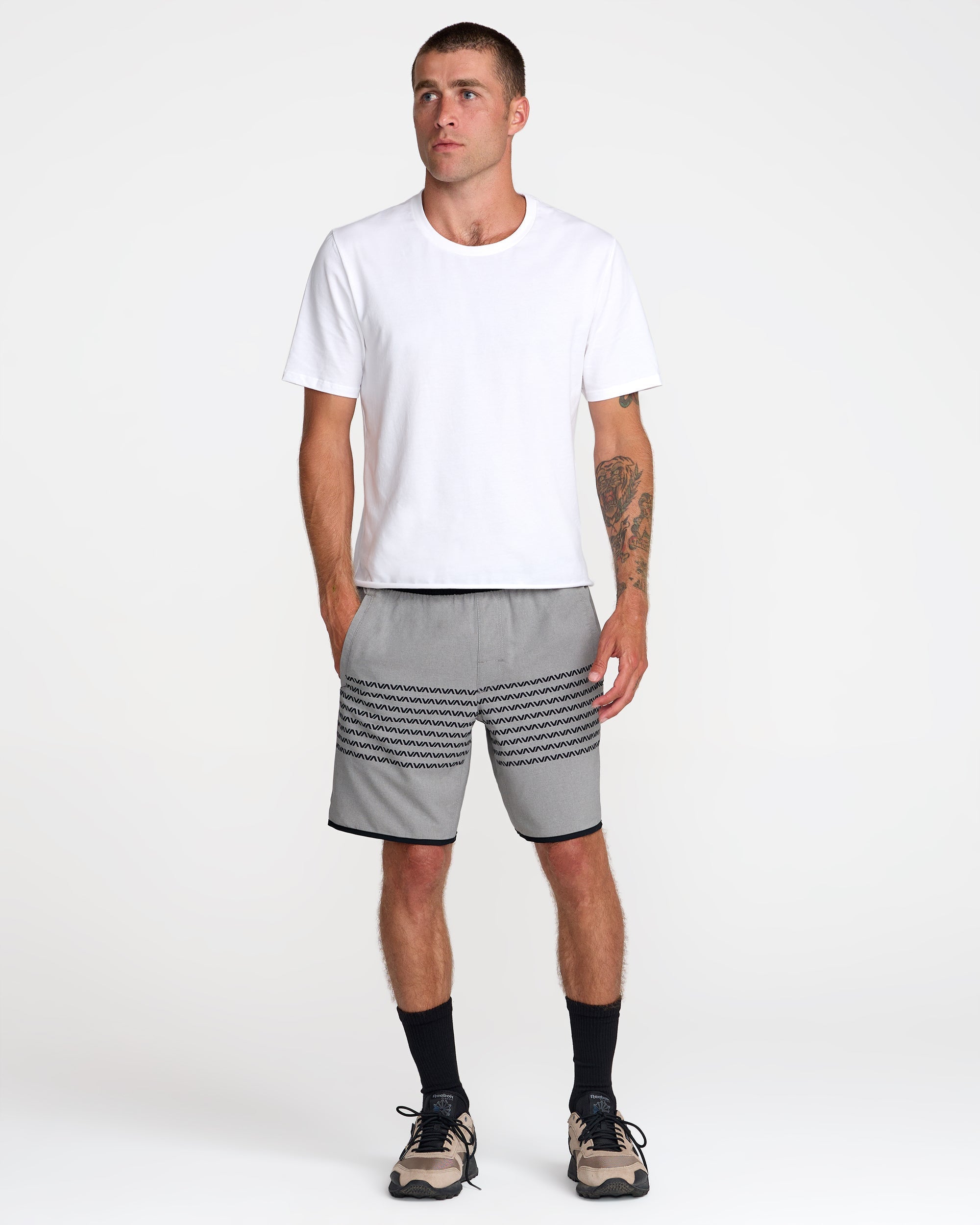 Yogger Stretch Contrast 17" Short - Heather Grey | RVCA sale