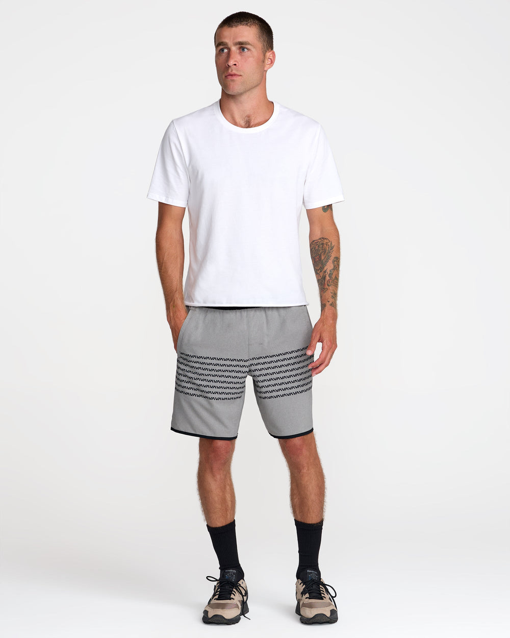 Yogger Stretch Contrast 17" Short - Heather Grey | RVCA sale