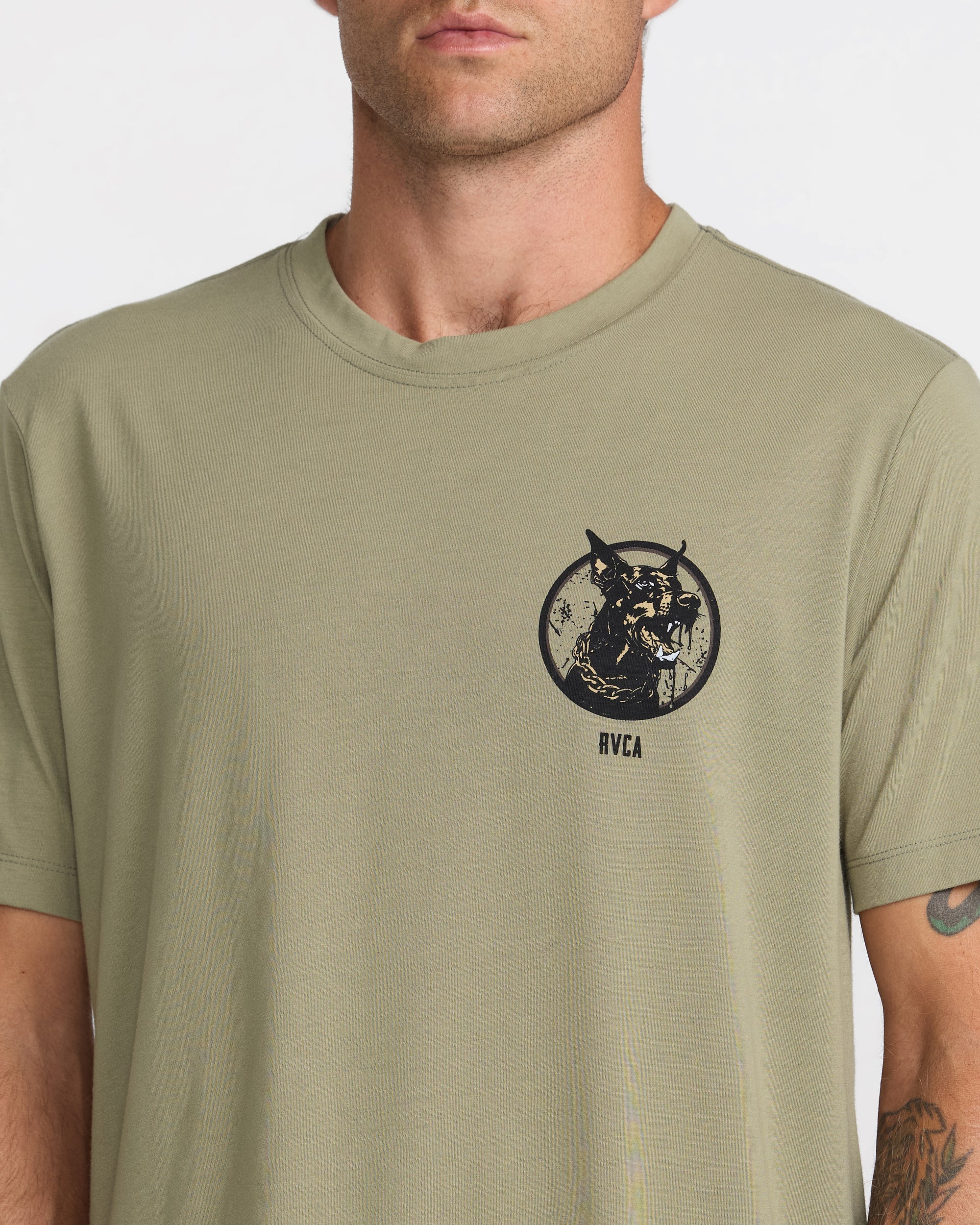 Chaos Short Sleeve Tee - Covert Green | RVCA for sale