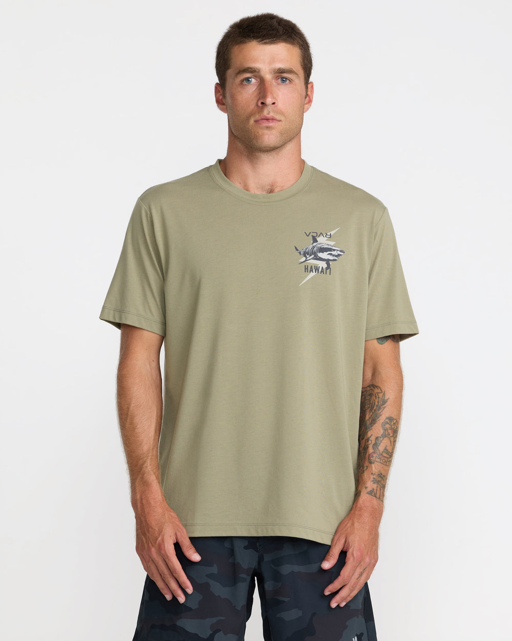 Tiger Shark Short Sleeve Tee - Covert Green | RVCA outlet
