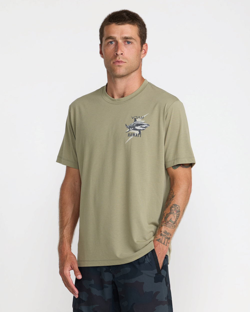 Tiger Shark Short Sleeve Tee - Covert Green | RVCA outlet