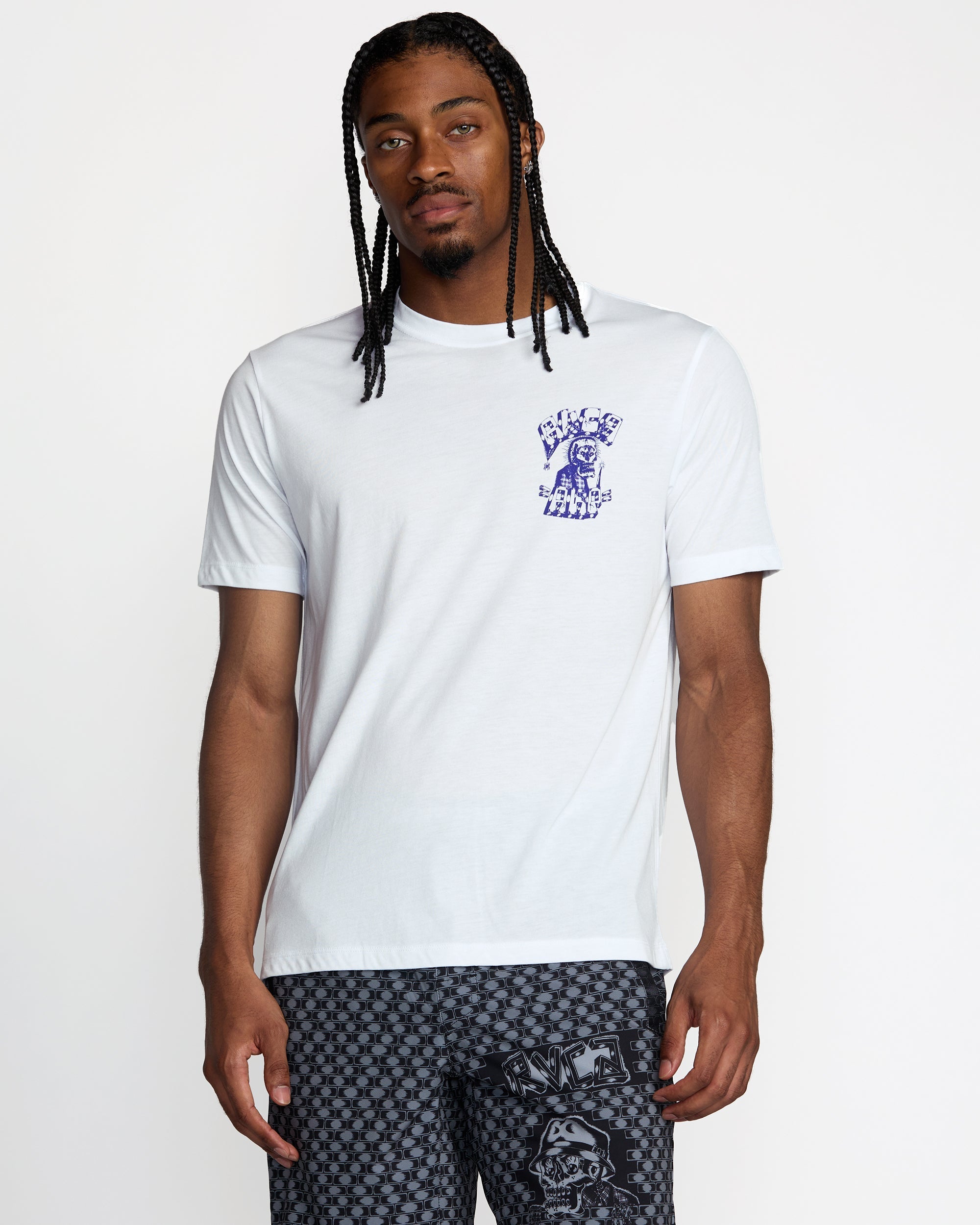 Jesse Barba Skull Wall Short Sleeve Tee - White | RVCA for sale