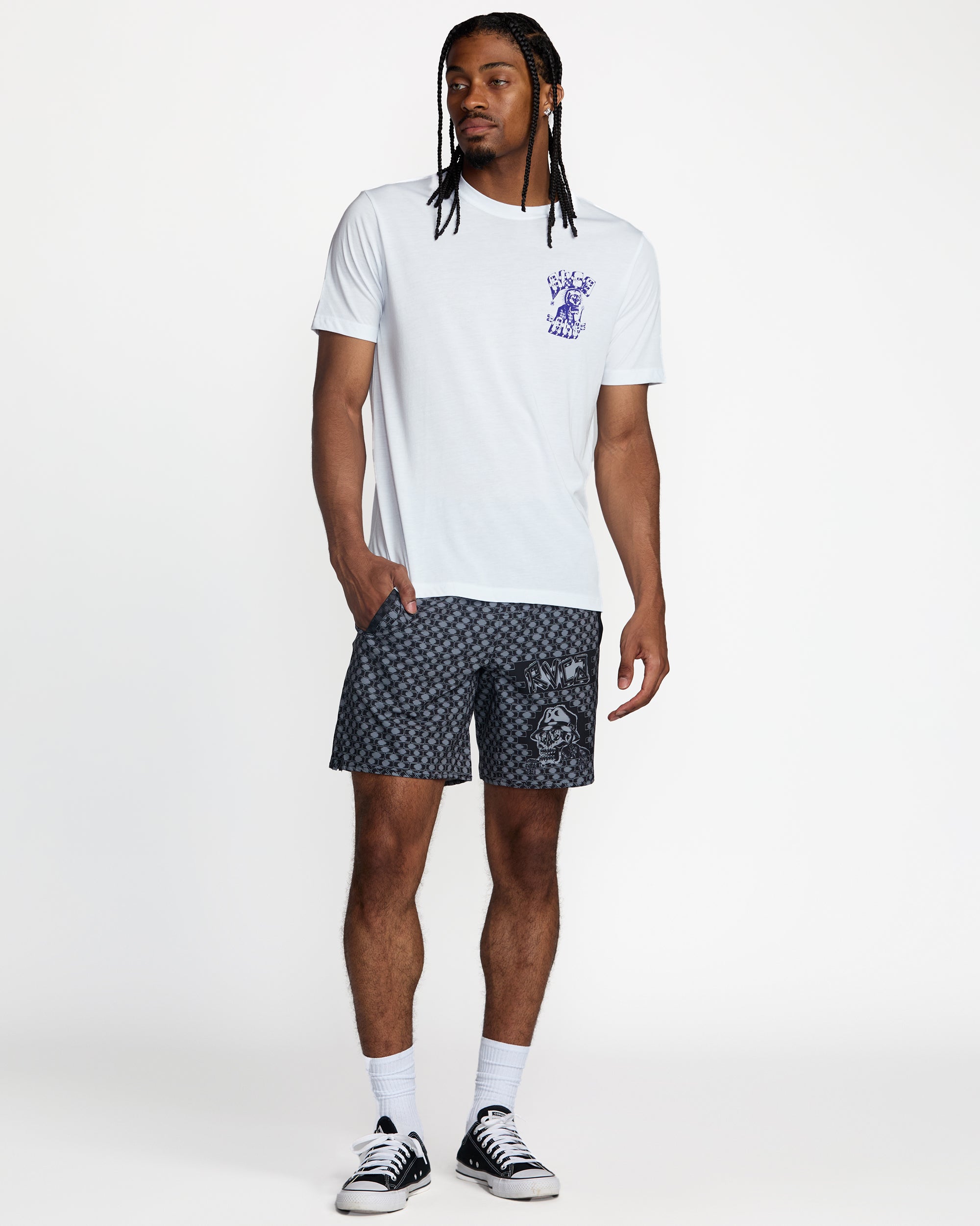 Jesse Barba Skull Wall Short Sleeve Tee - White | RVCA for sale