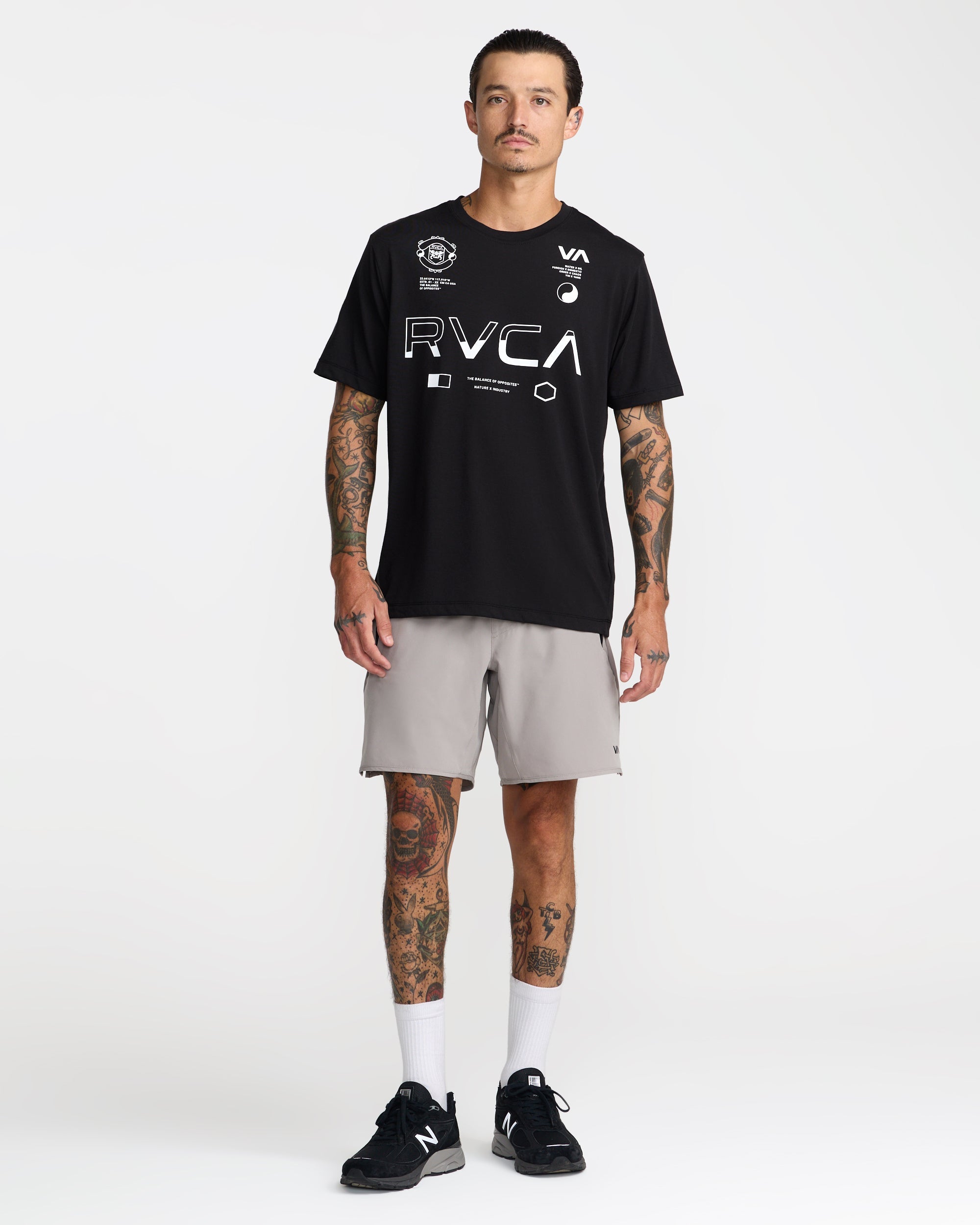 Split All Over Short Sleeve Tee - Black | RVCA for sale