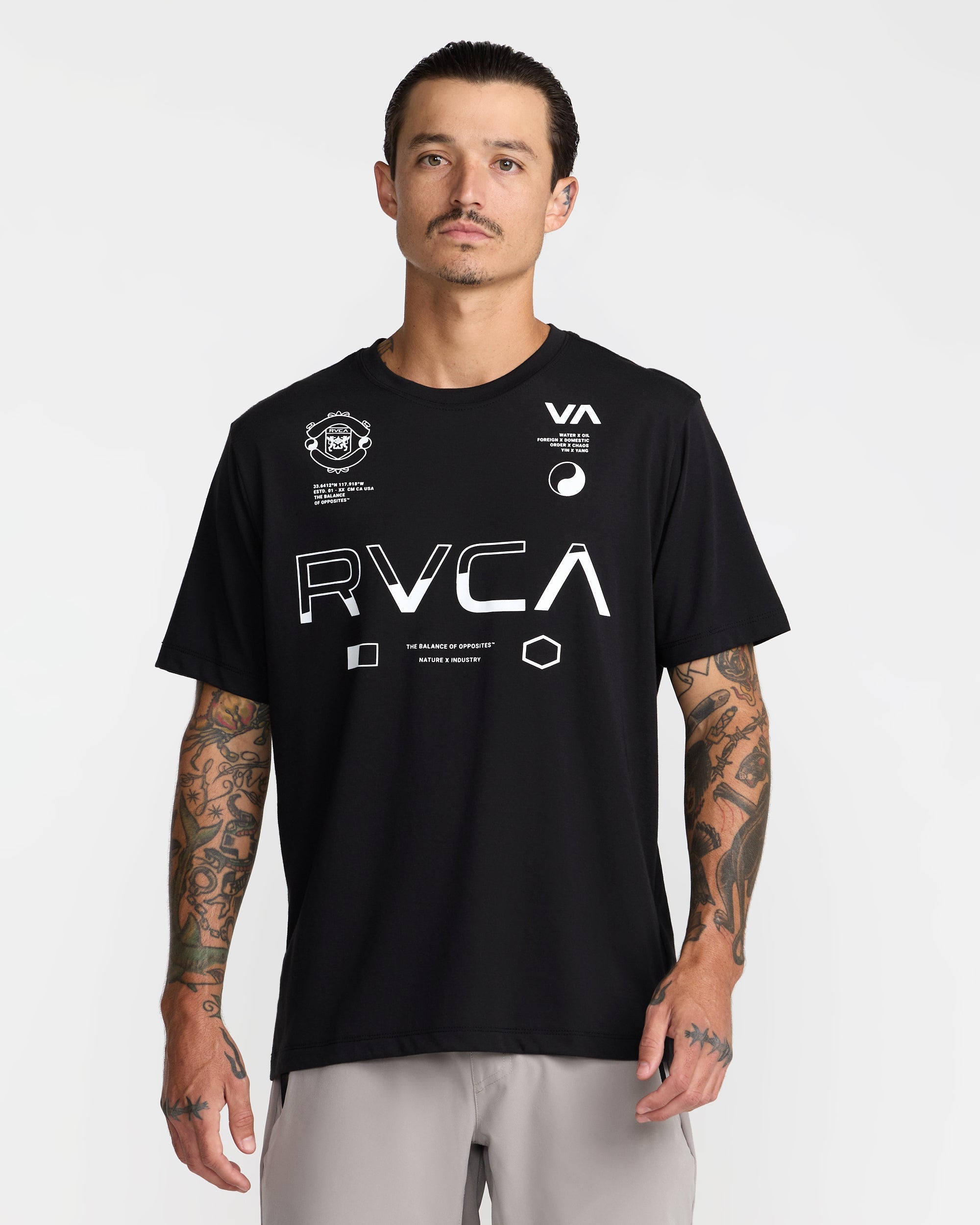Split All Over Short Sleeve Tee - Black | RVCA for sale
