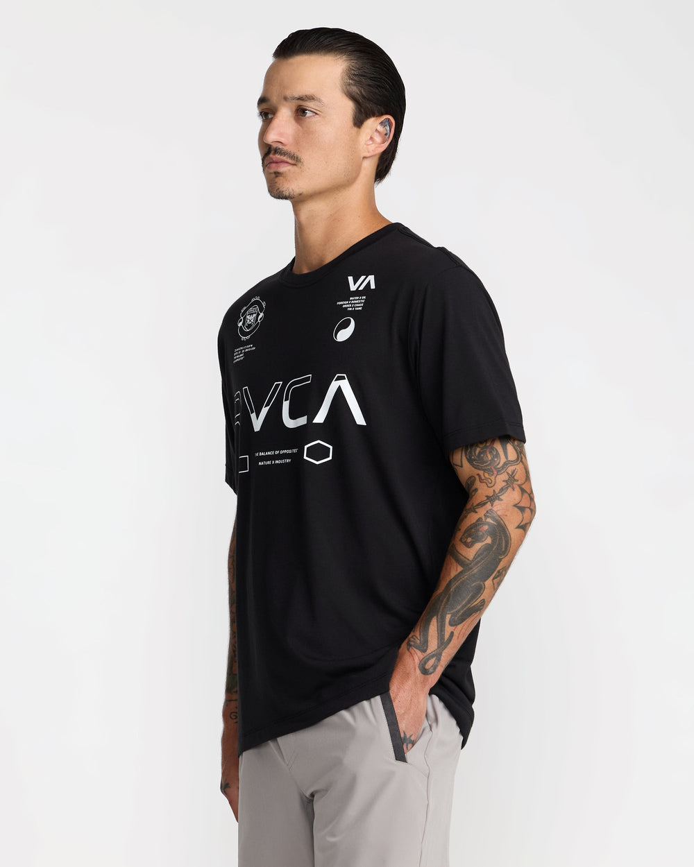 Split All Over Short Sleeve Tee - Black | RVCA for sale