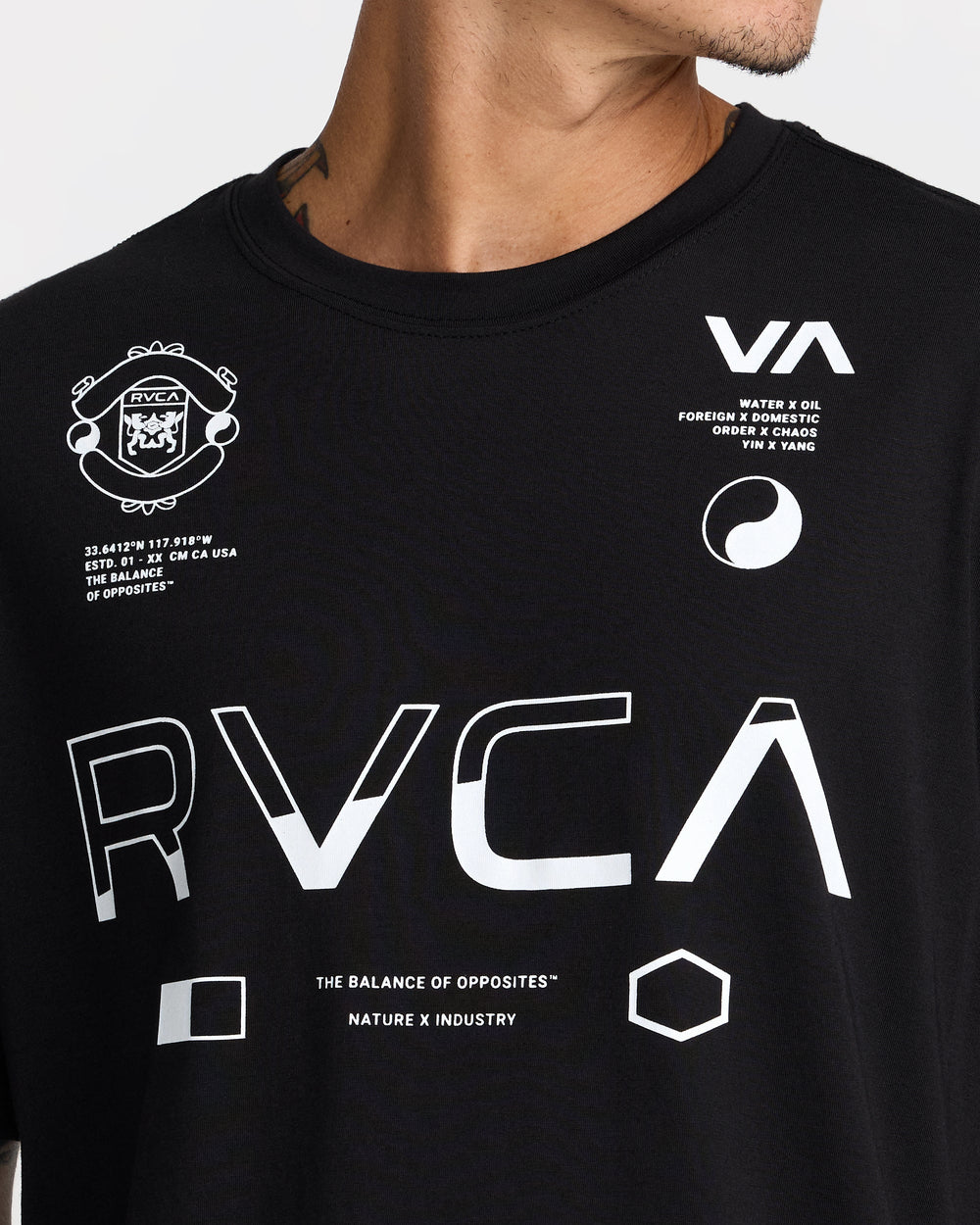 Split All Over Short Sleeve Tee - Black | RVCA for sale