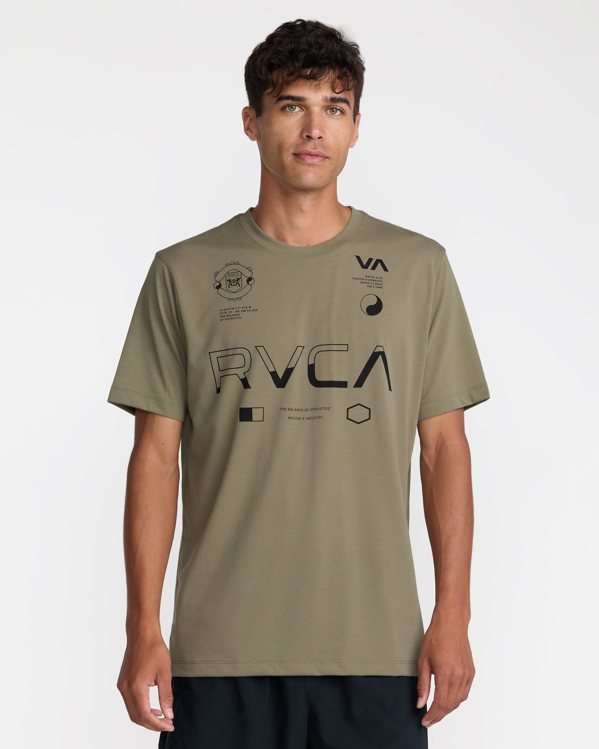 Split All Over Short Sleeve Tee - Covert Green | RVCA sale
