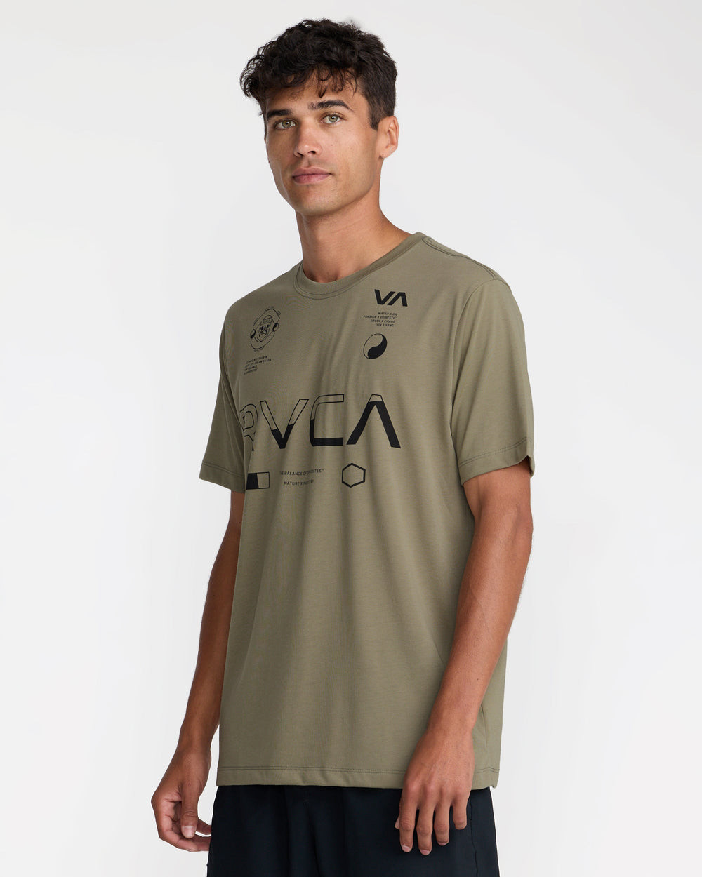 Split All Over Short Sleeve Tee - Covert Green | RVCA sale