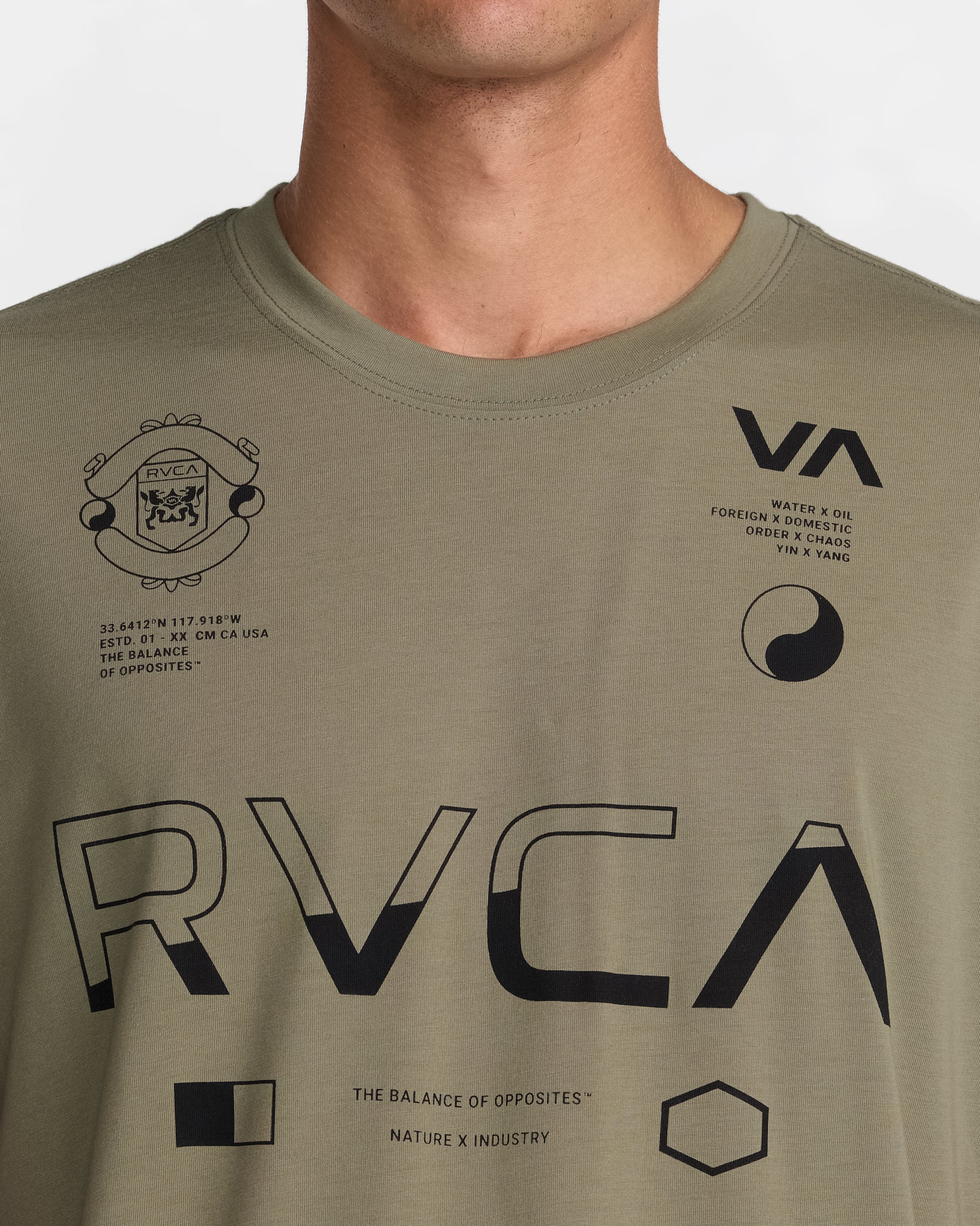 Split All Over Short Sleeve Tee - Covert Green | RVCA sale