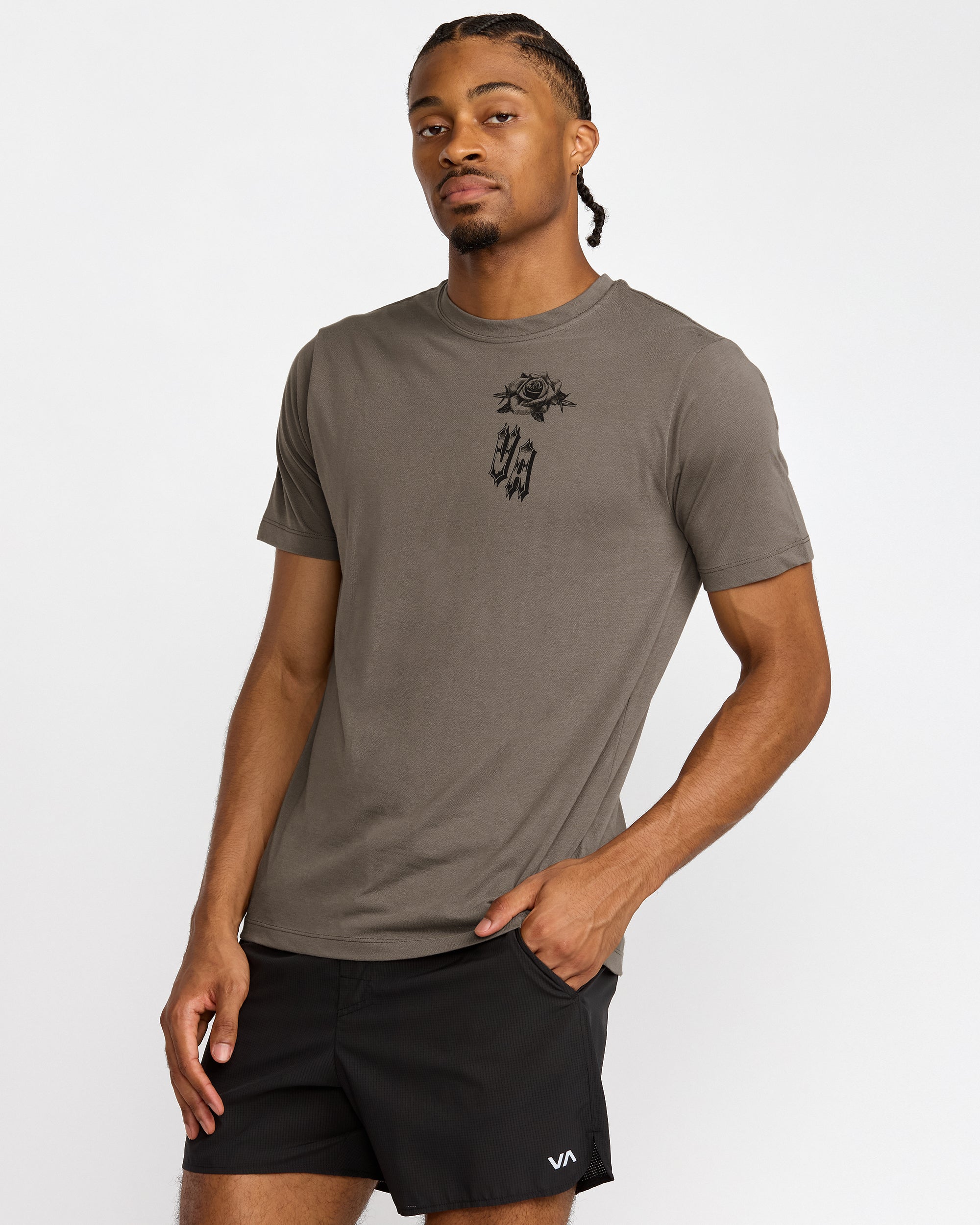 Benj Tiger Eyes Short Sleeve Tee - Mushroom | RVCA outlet