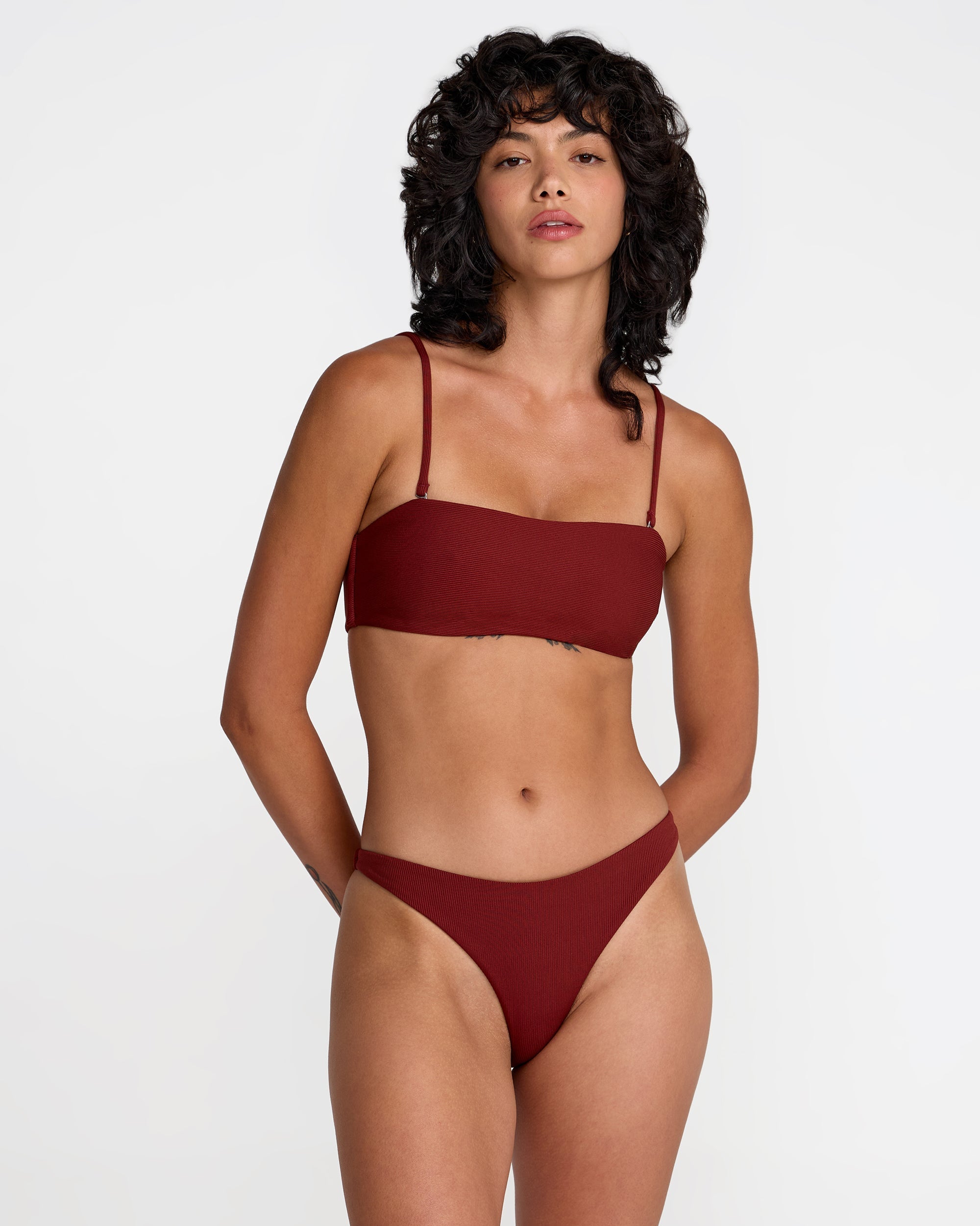 Micro Rib Tube Bandeau Bikini Top - Madder Brown | RVCA outlet