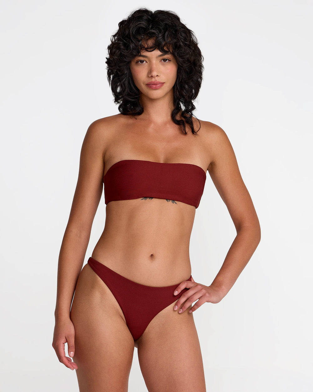 Micro Rib Tube Bandeau Bikini Top - Madder Brown | RVCA outlet
