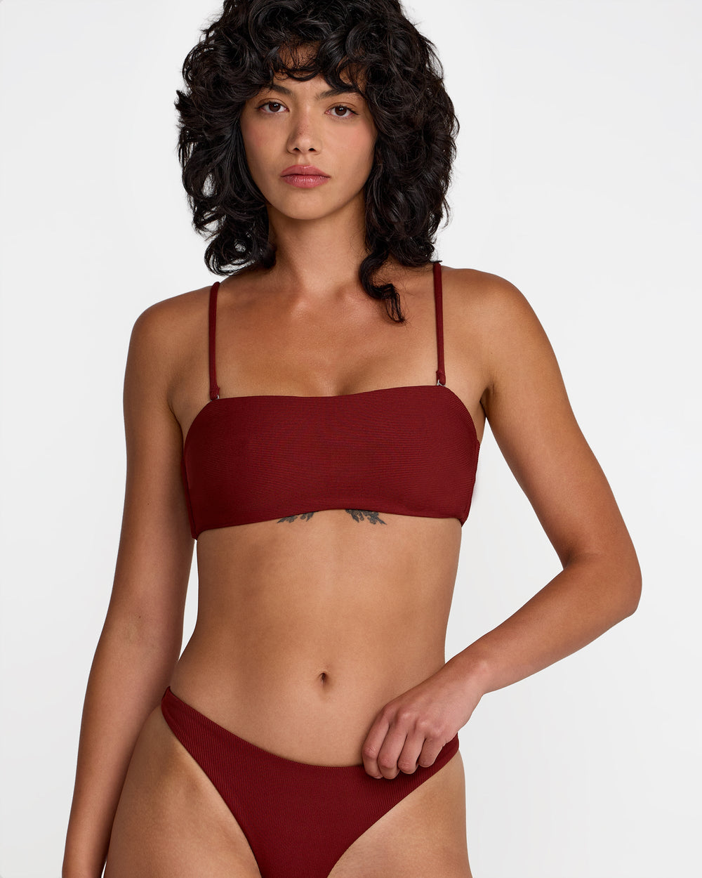 Micro Rib Tube Bandeau Bikini Top - Madder Brown | RVCA outlet