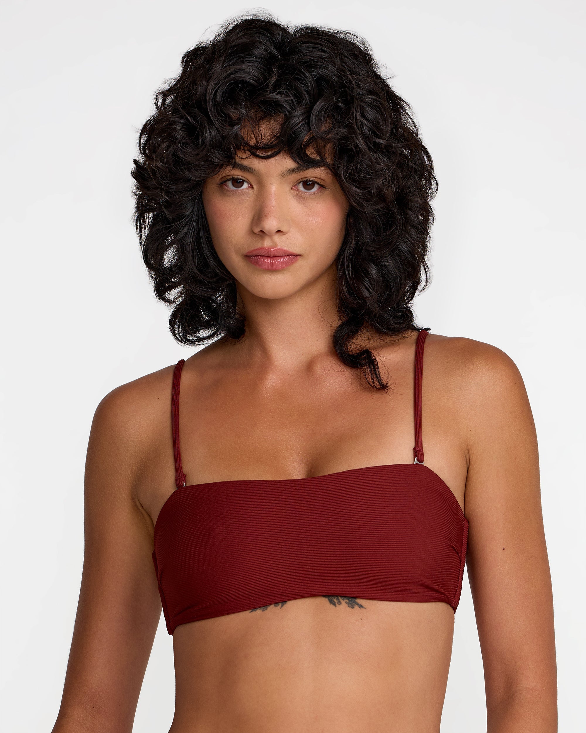 Micro Rib Tube Bandeau Bikini Top - Madder Brown | RVCA outlet