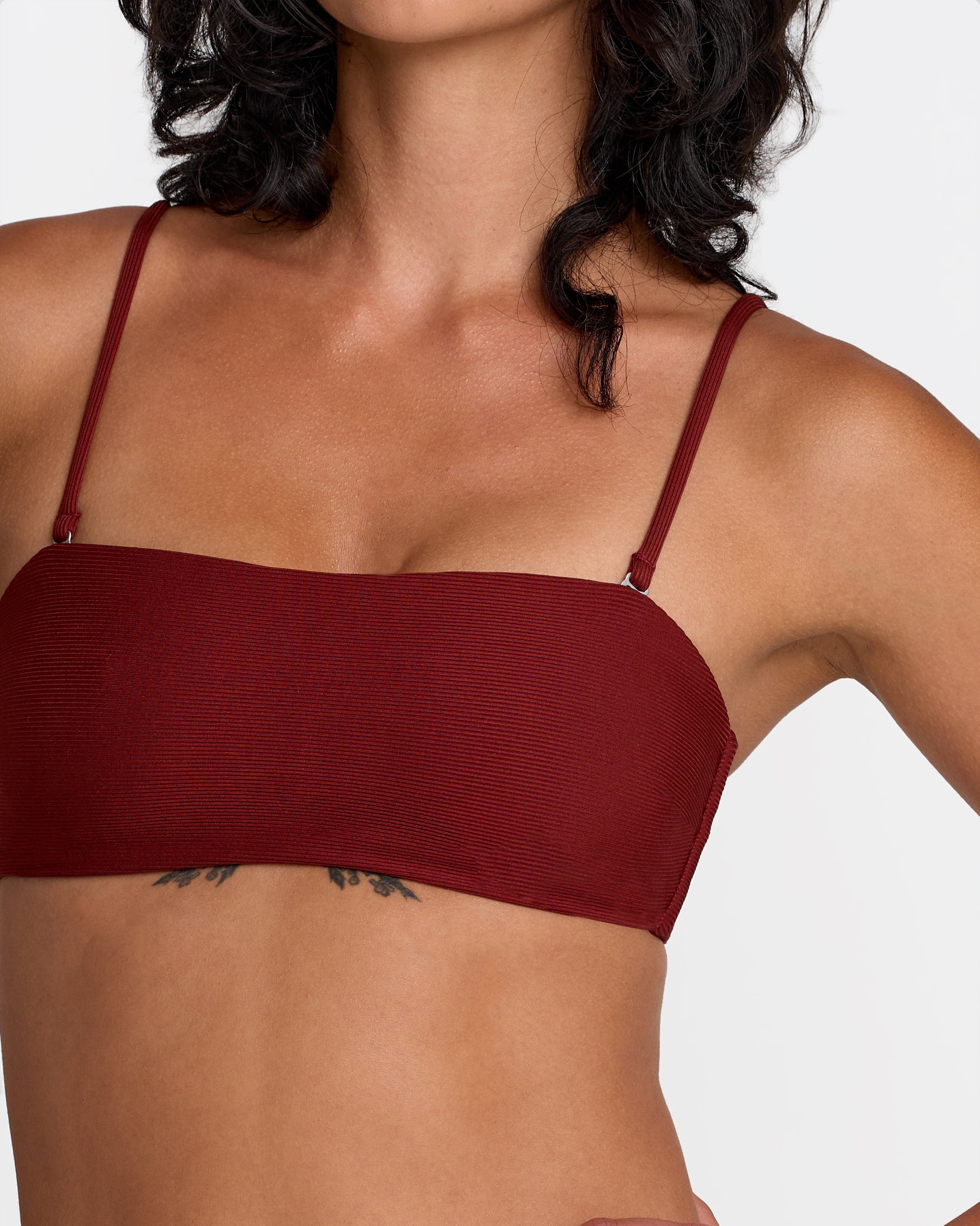 Micro Rib Tube Bandeau Bikini Top - Madder Brown | RVCA outlet