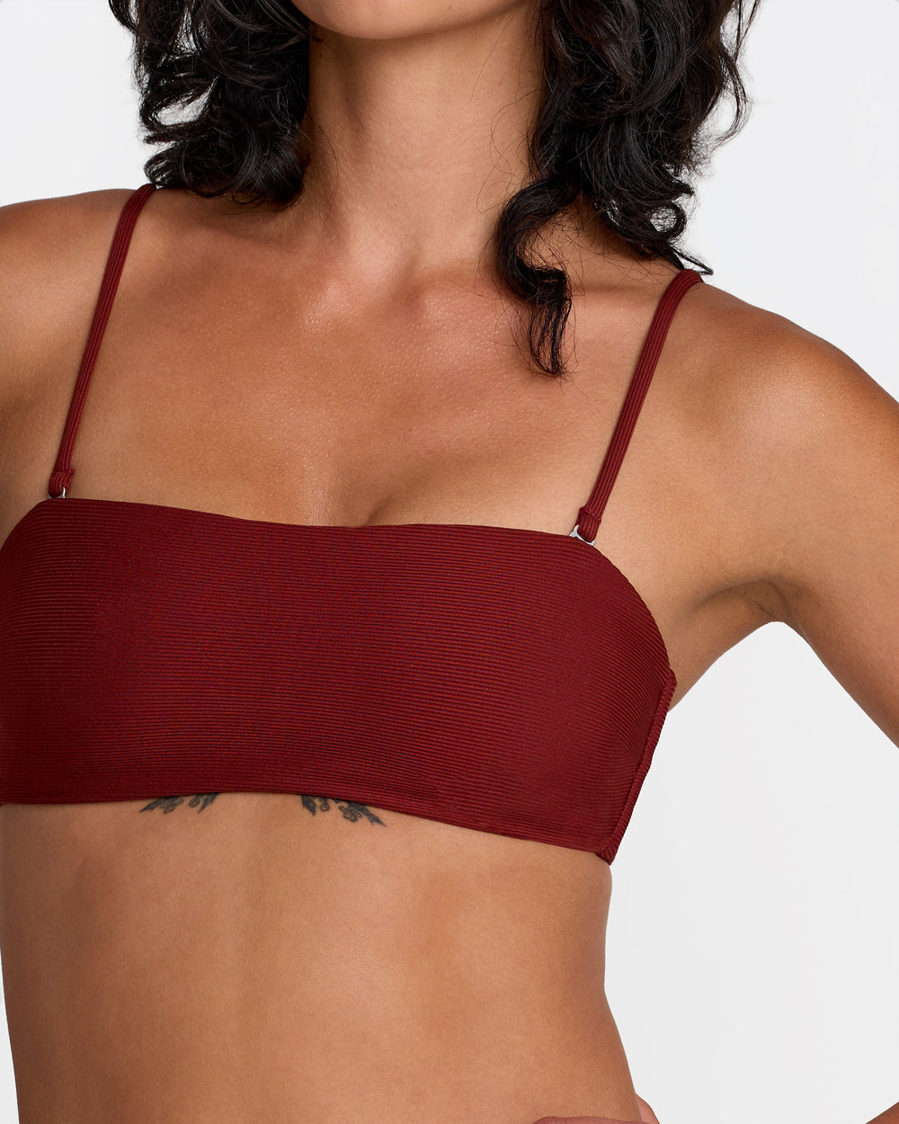 Micro Rib Tube Bandeau Bikini Top - Madder Brown | RVCA outlet