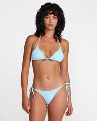 Micro Rib Halter Triangle Bikini Top - Dust Blue | RVCA online