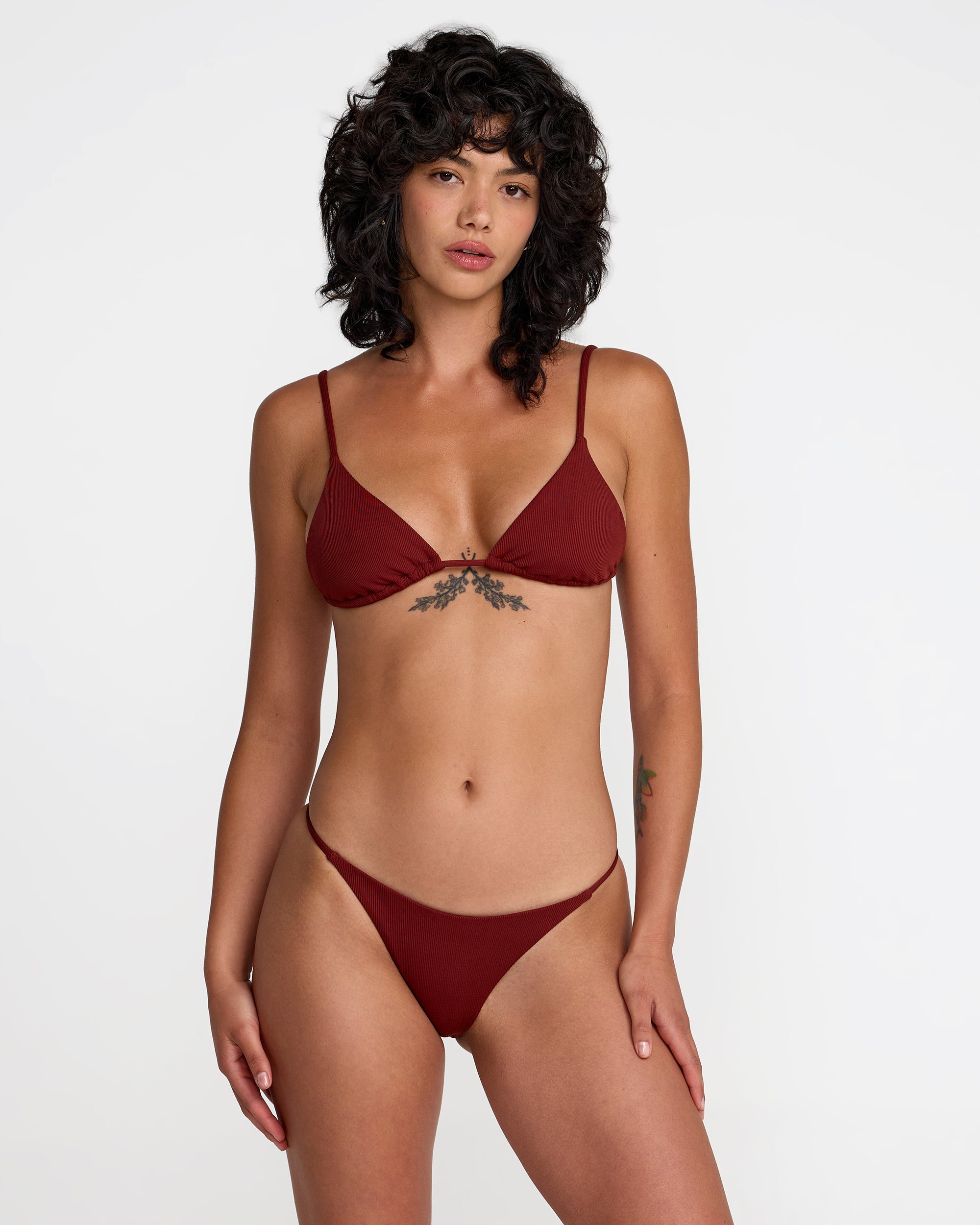 Micro Rib Triangle Bikini Top - Madder Brown | RVCA sale