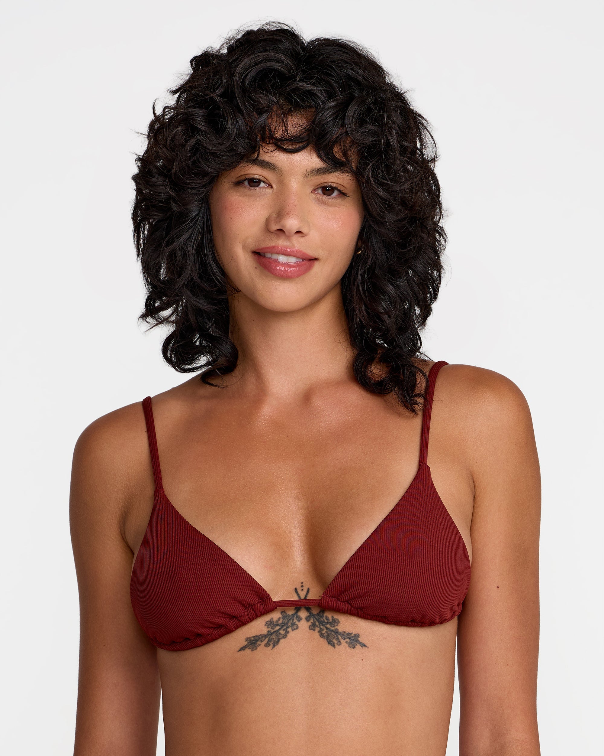 Micro Rib Triangle Bikini Top - Madder Brown | RVCA sale