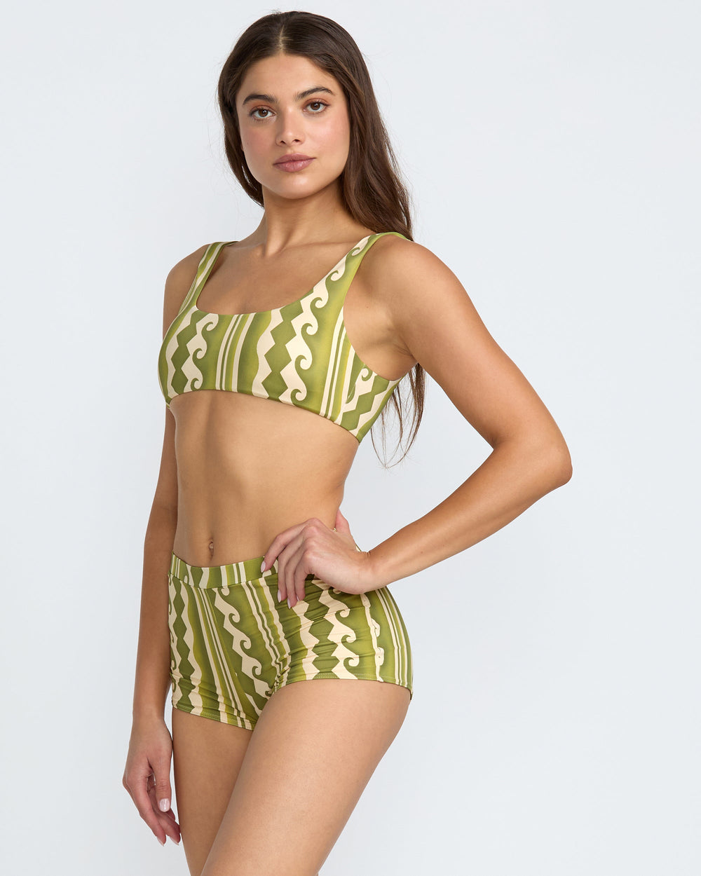 Beach Wave Lace Back Bralette Bikini Top - Martini Olive Print | RVCA US