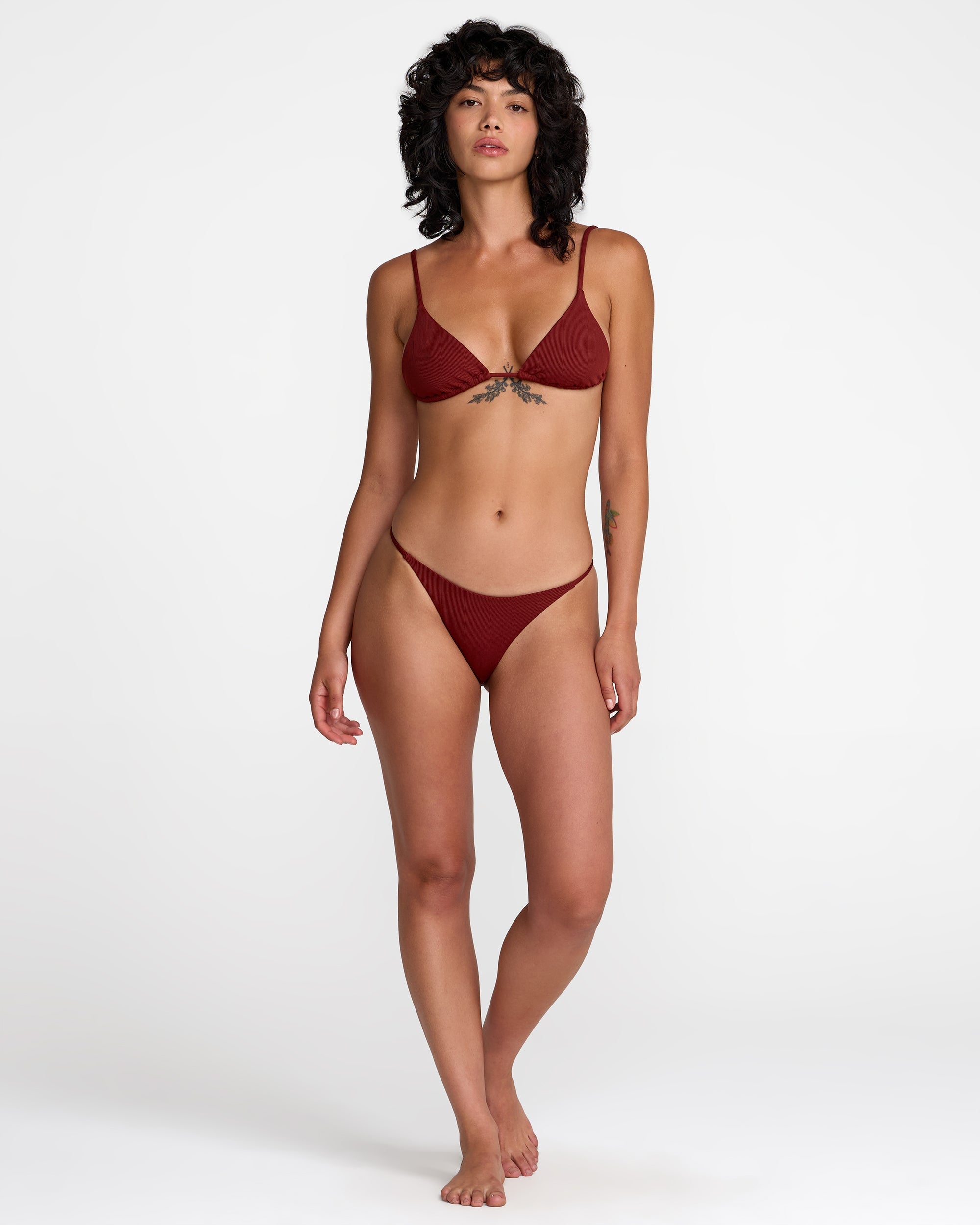 Micro Rib Medium French Bikini Bottom - Madder Brown | RVCA US
