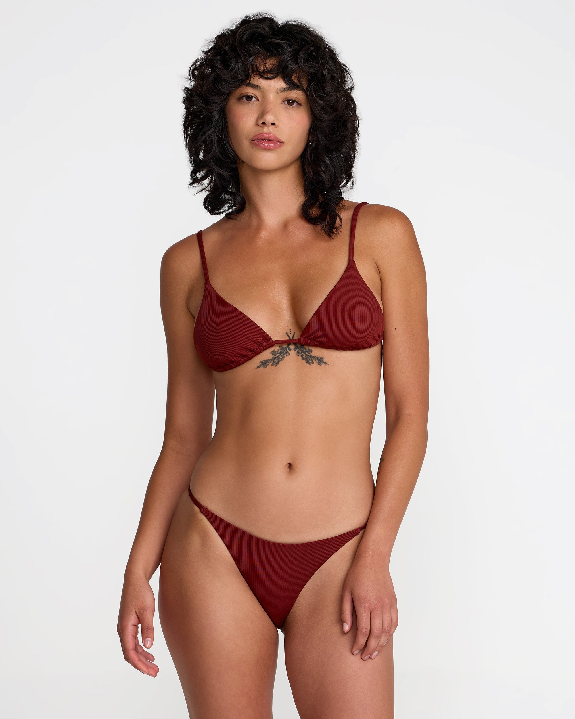 Micro Rib Medium French Bikini Bottom - Madder Brown | RVCA US