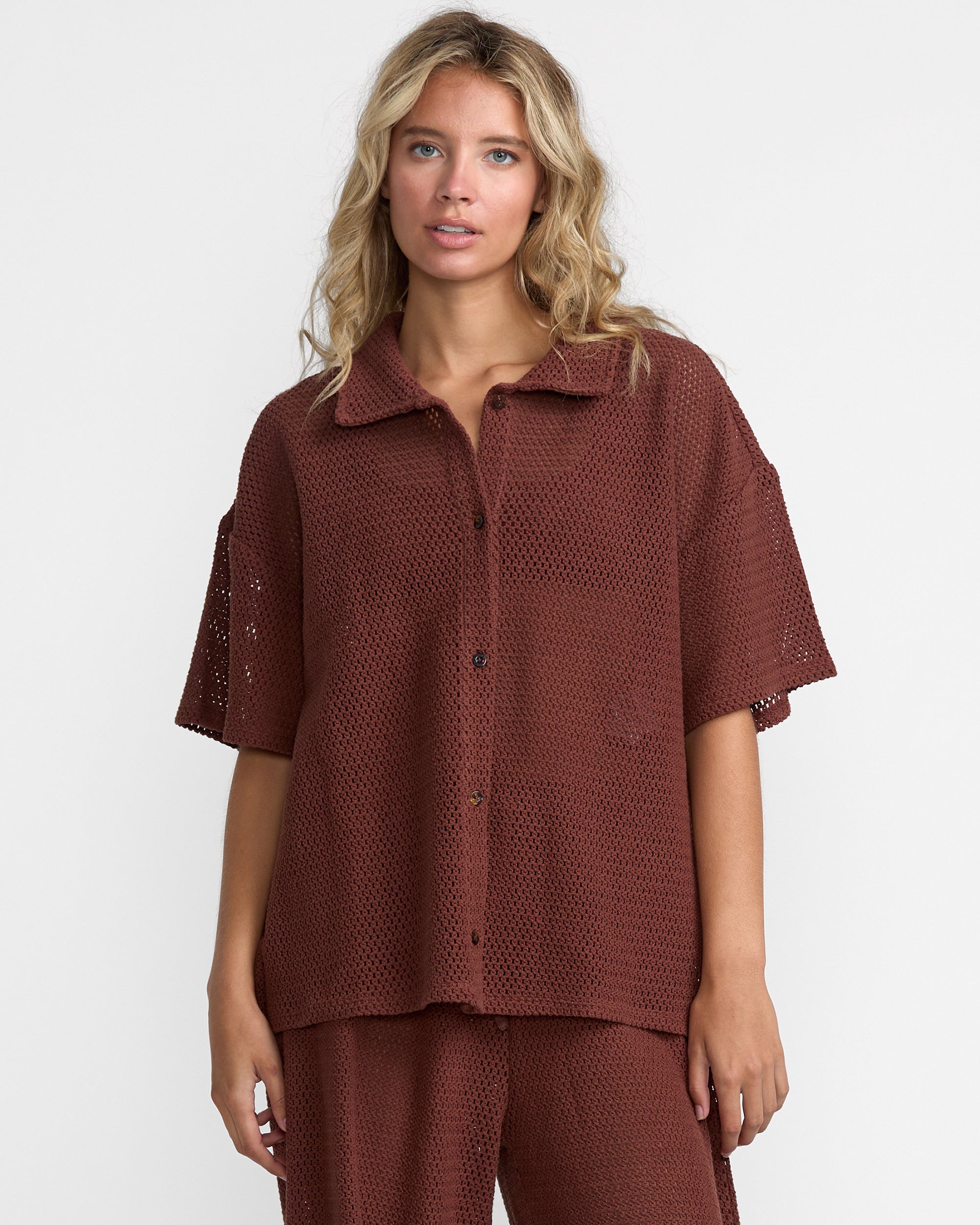 Fade Crochet Shirt - Mocha | RVCA on sale