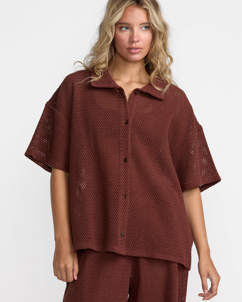Fade Crochet Shirt - Mocha | RVCA on sale