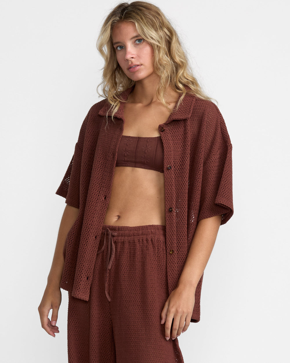 Fade Crochet Shirt - Mocha | RVCA on sale
