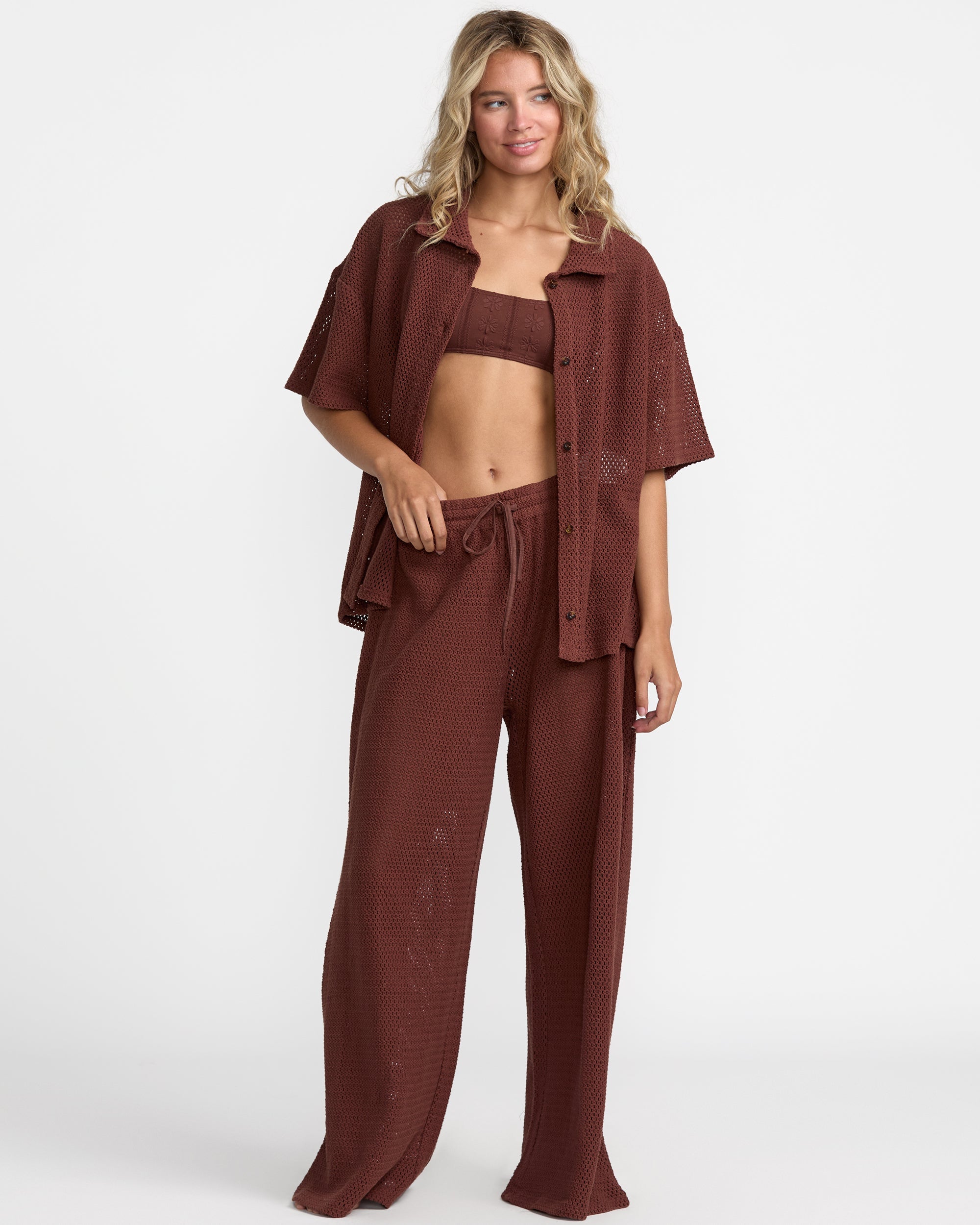 Fade Crochet Shirt - Mocha | RVCA on sale